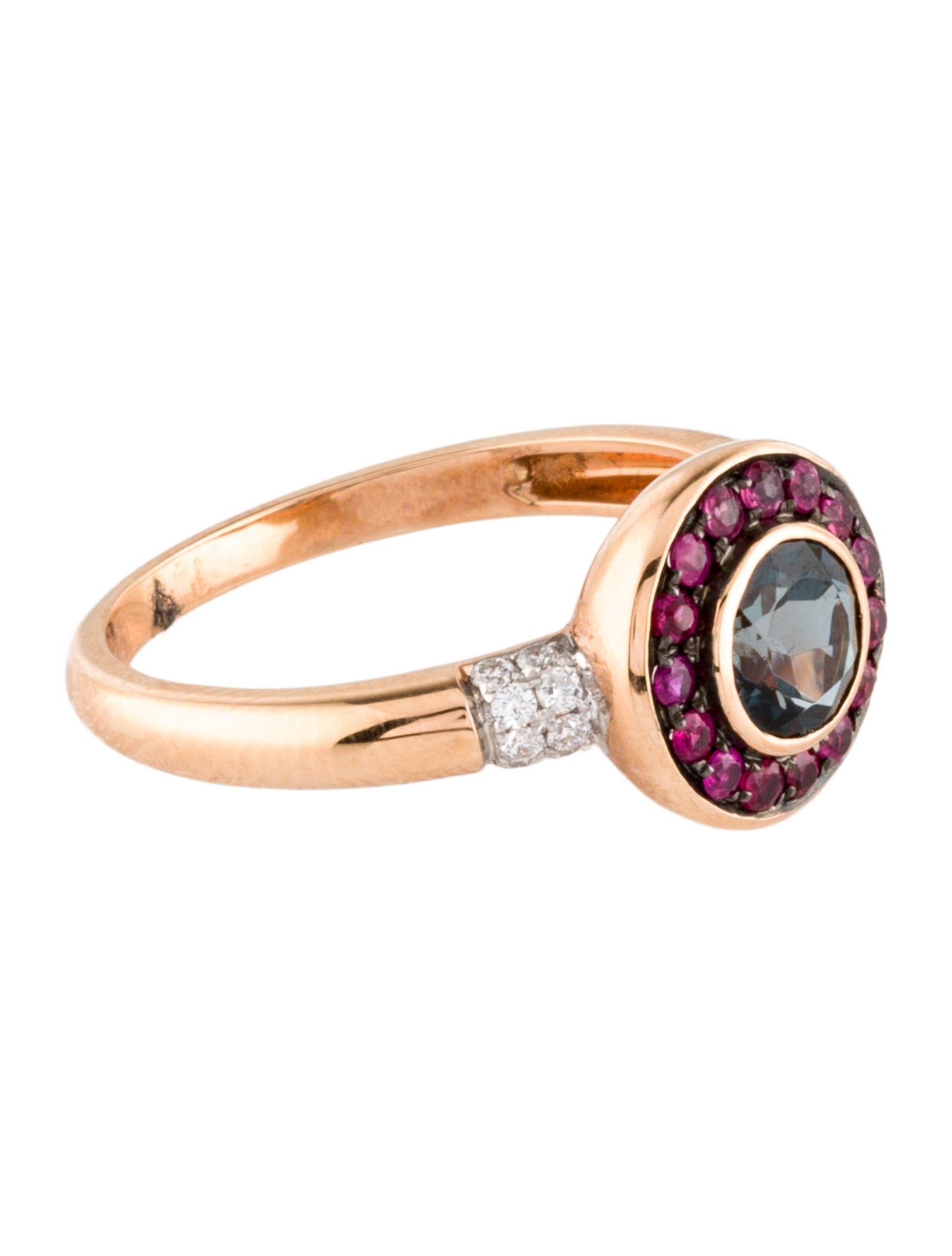 Ring 14K Topaz, Ruby & Diamond Cocktail