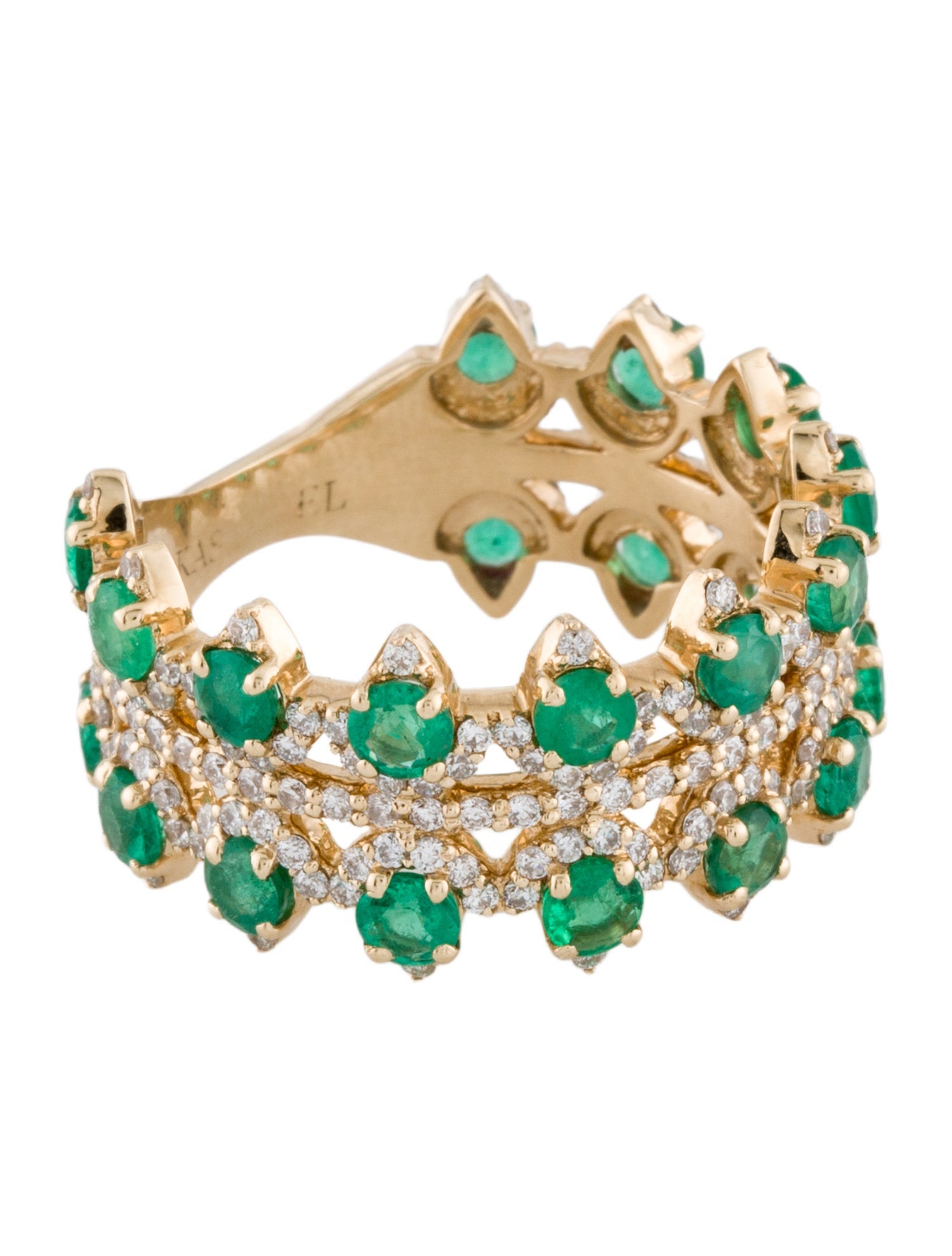 Ring 14K Emerald & Diamond Band