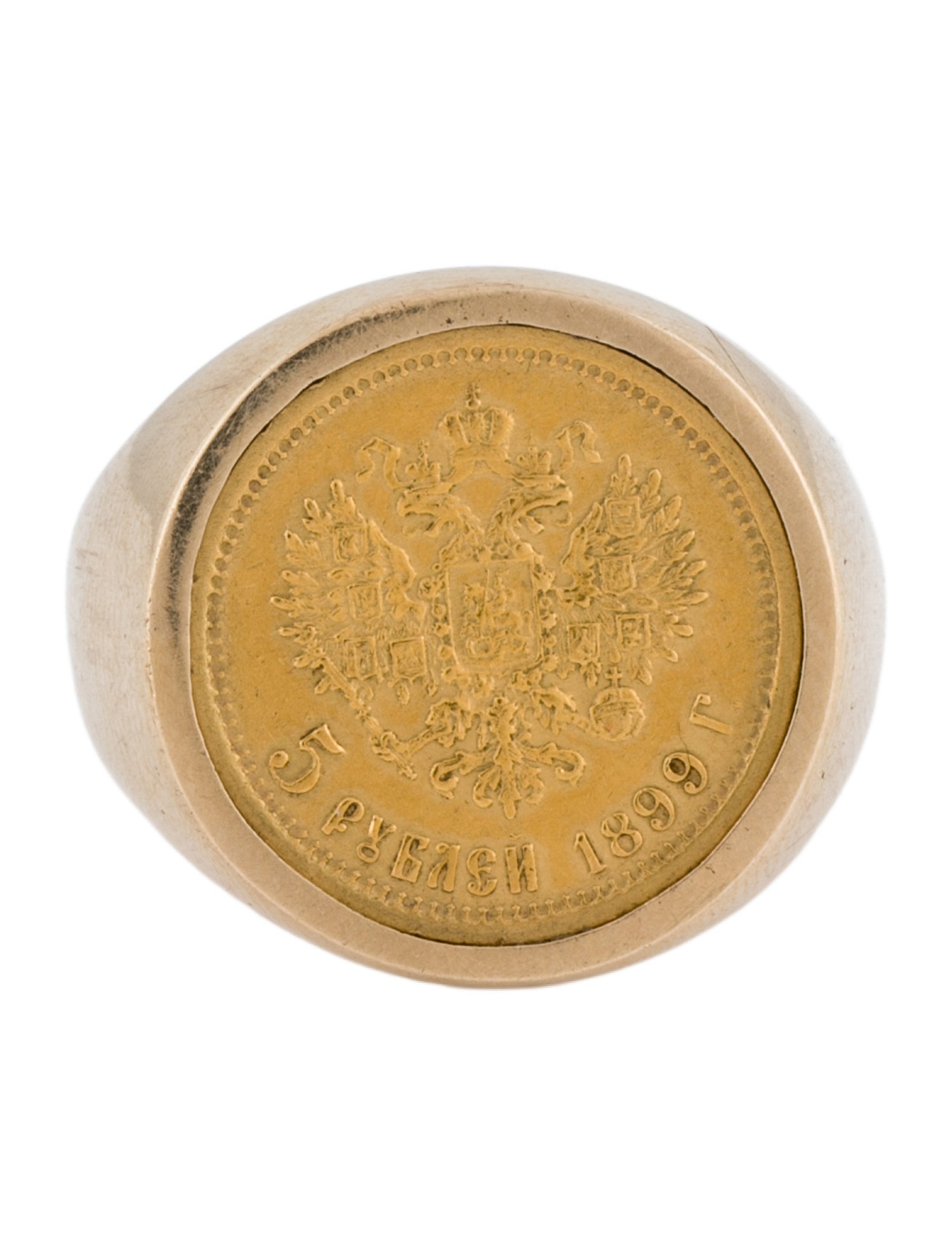 Ring 21.6K 1899 5 Rubles Coin Signet