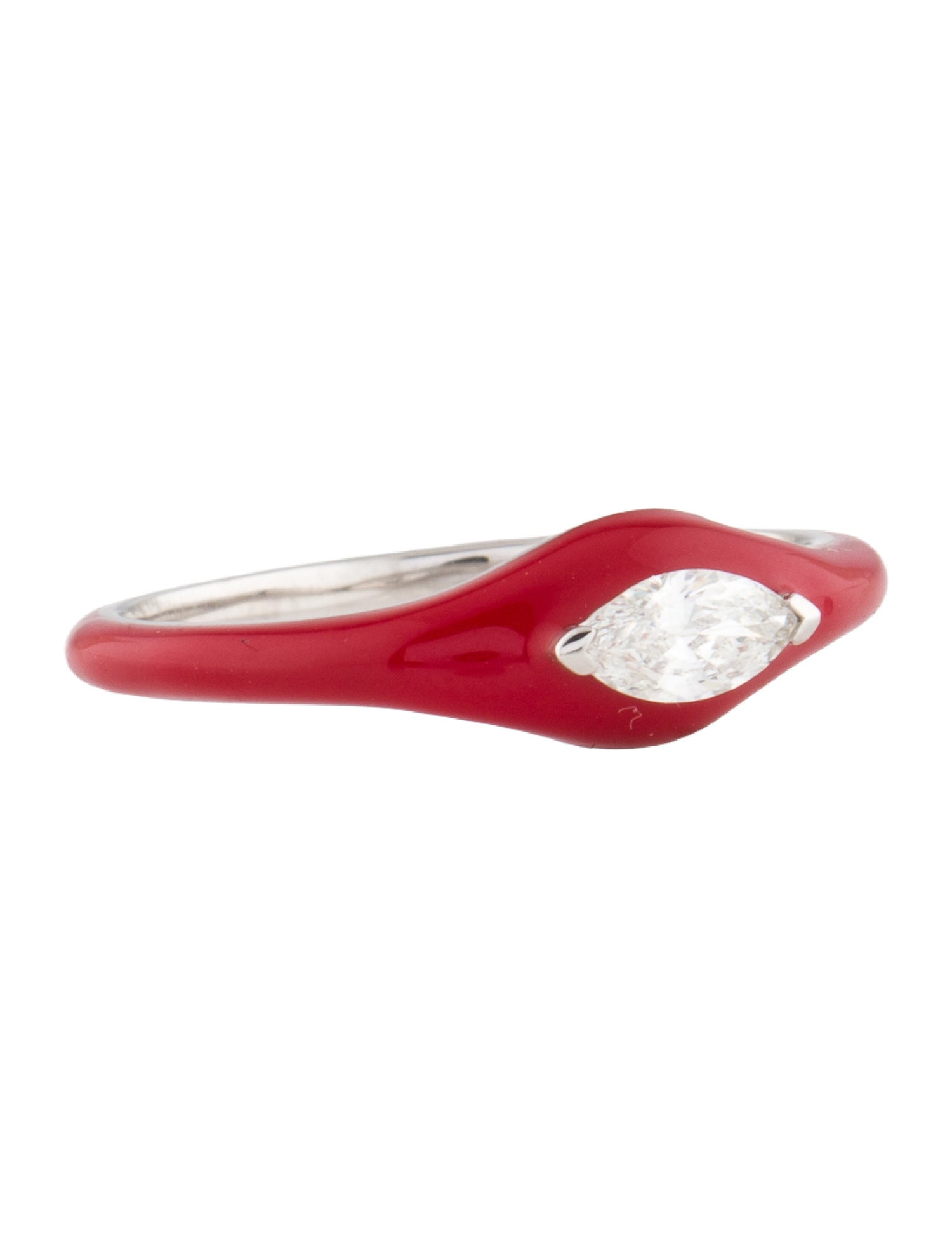 Ring 18K Diamond & Enamel Band Ring