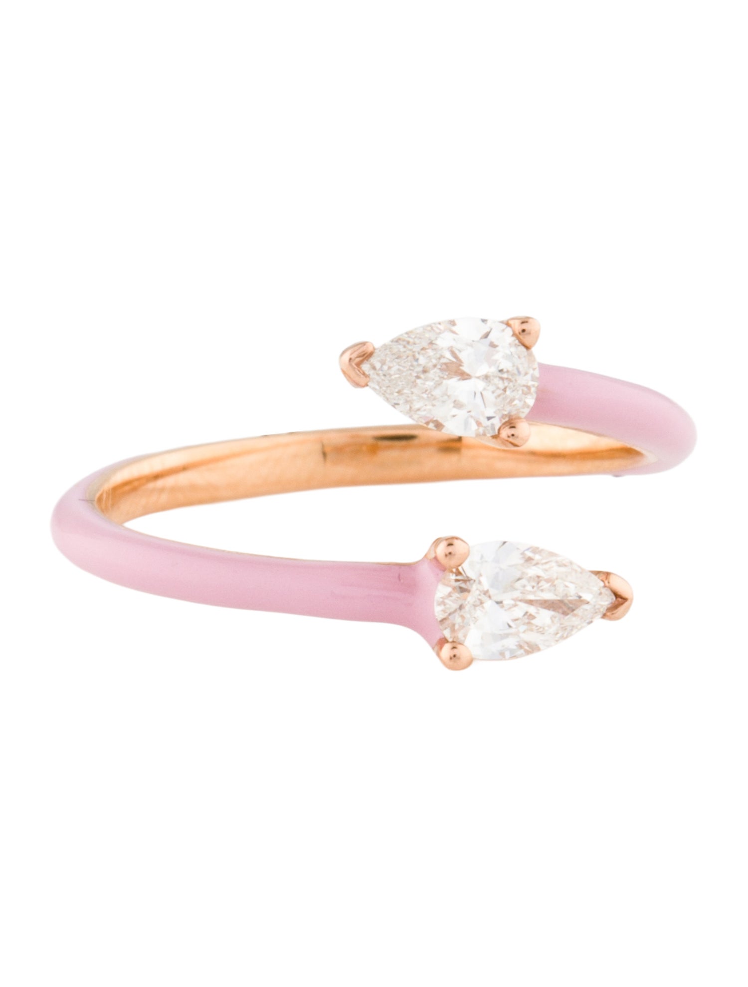 Ring 18K Diamond & Enamel Open Cocktail