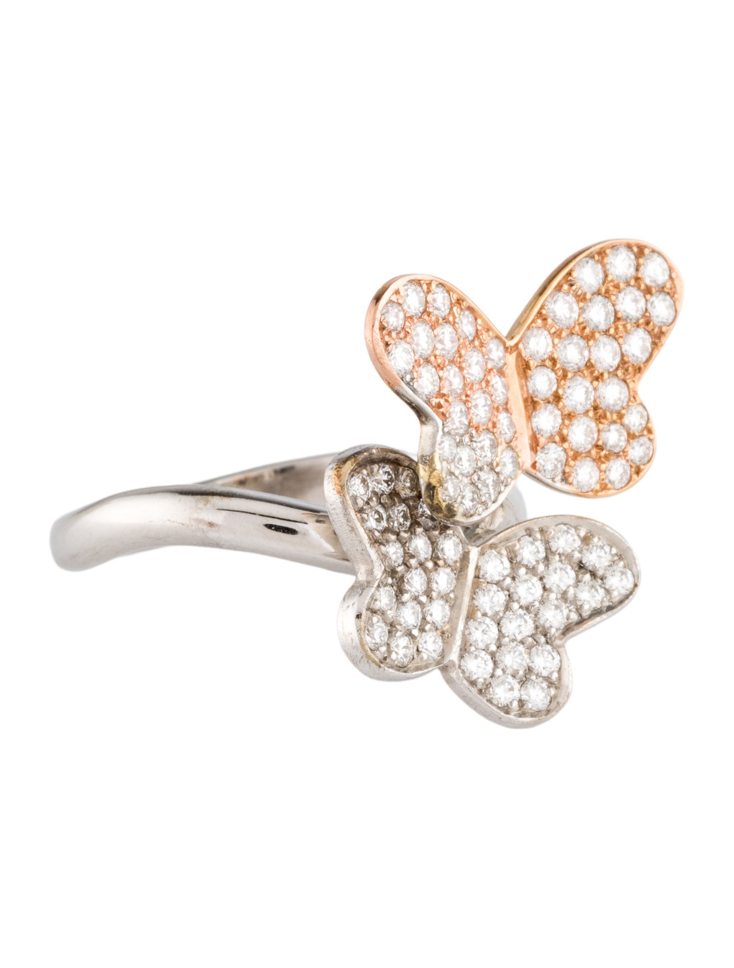 Ring Two-Tone Diamond Butterfly Cocktail