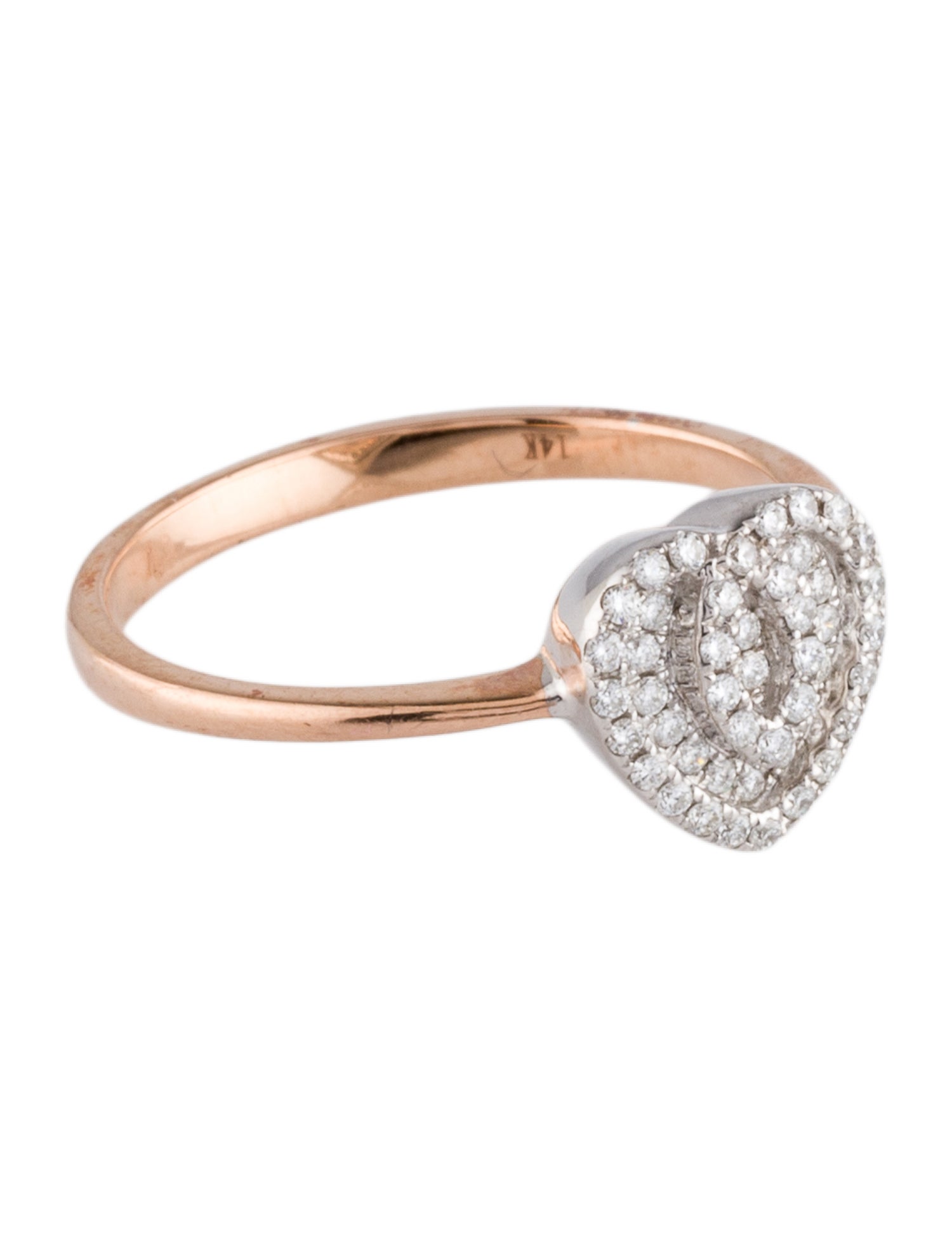 Ring 14K Diamond Heart Cocktail