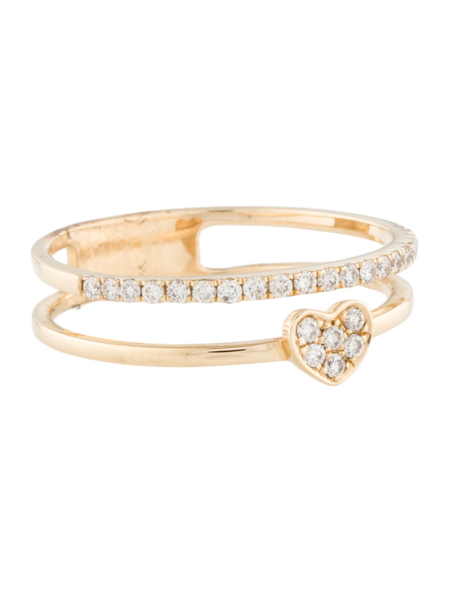 Ring 14K Diamond Two Row Heart Band