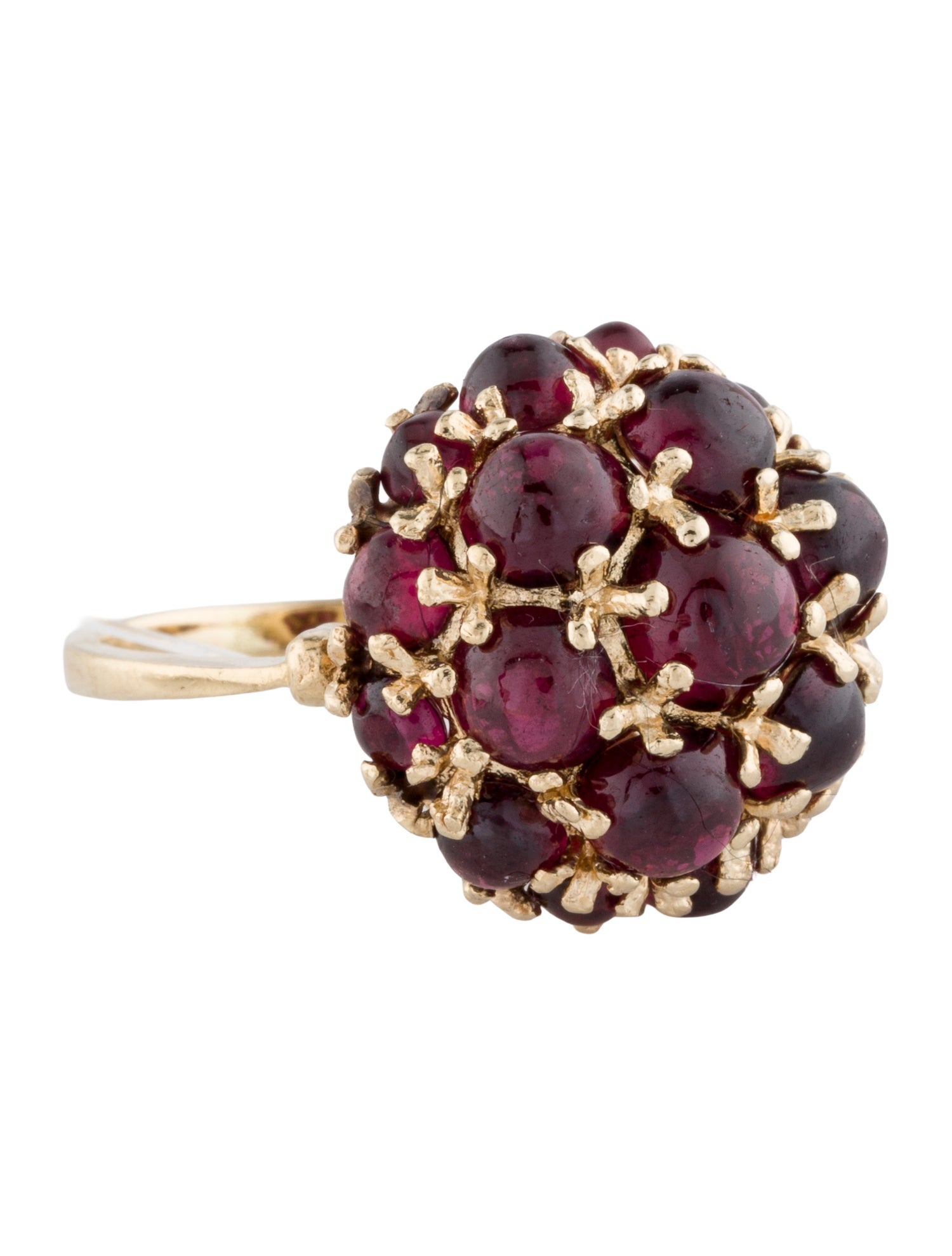 Ring 14K 12.32ct Garnet Floral Cocktail