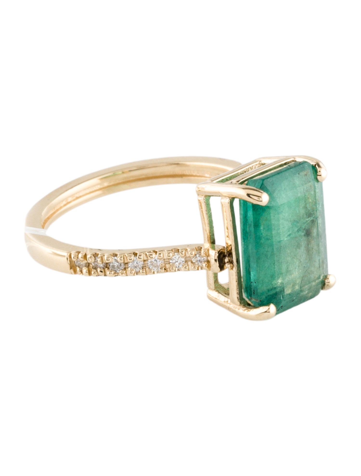 Ring 14K 3.46ct Emerald & Diamond Cocktail Ring