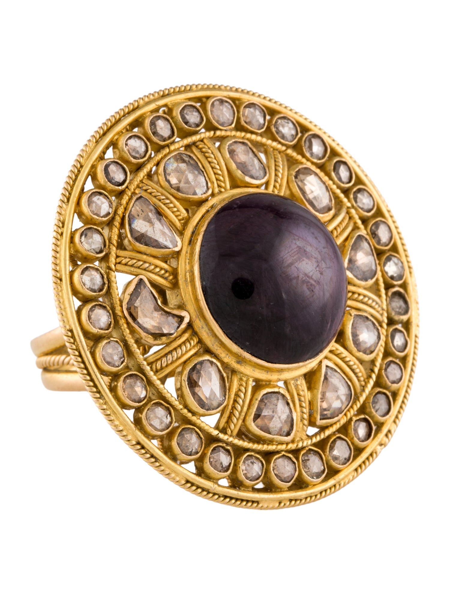 Ring 18K Star Sapphire & Diamond Cocktail