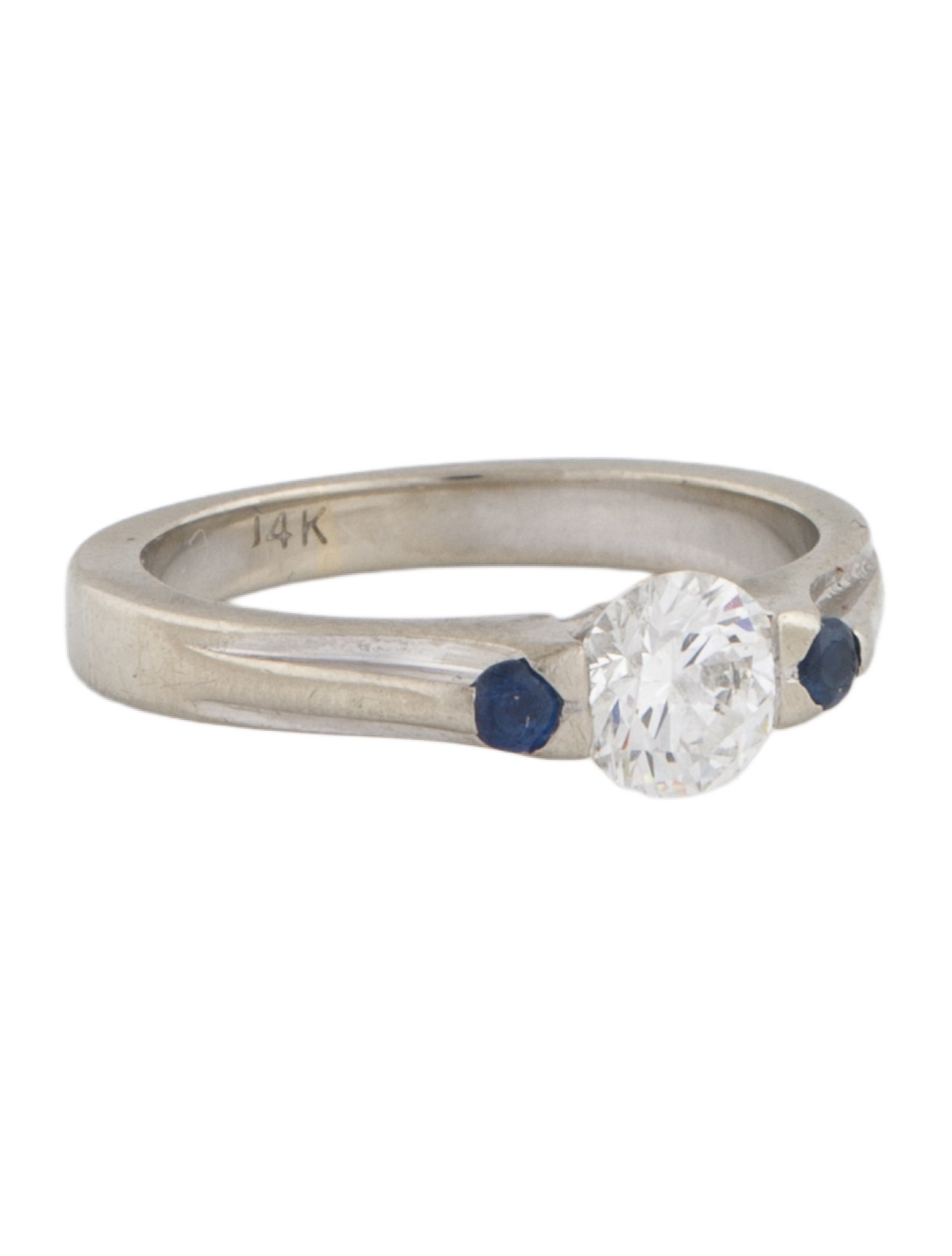 Ring 14K Diamond & Sapphire Three Stone
