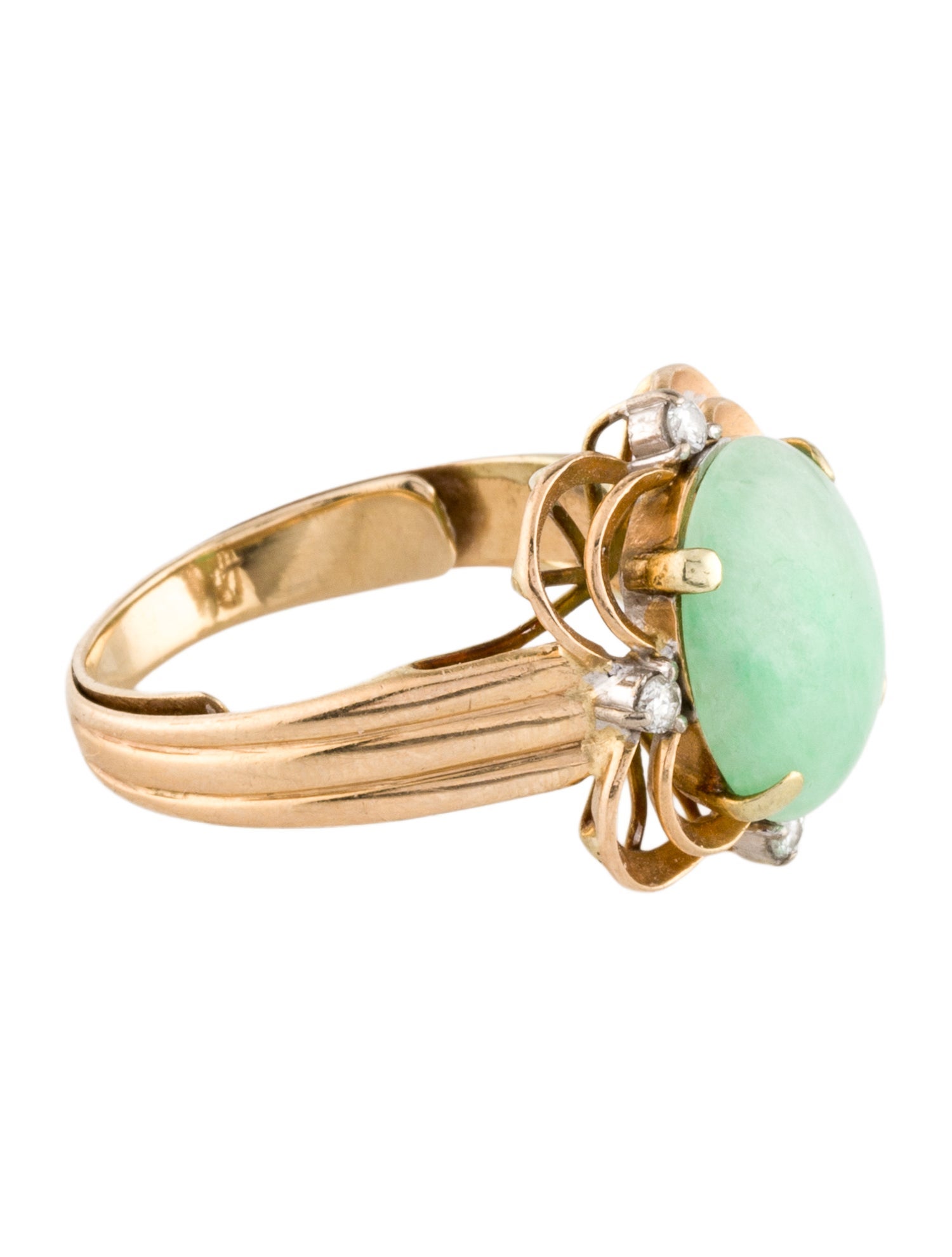 Ring 14K 5.35ct Jadeite & Diamond Cocktail