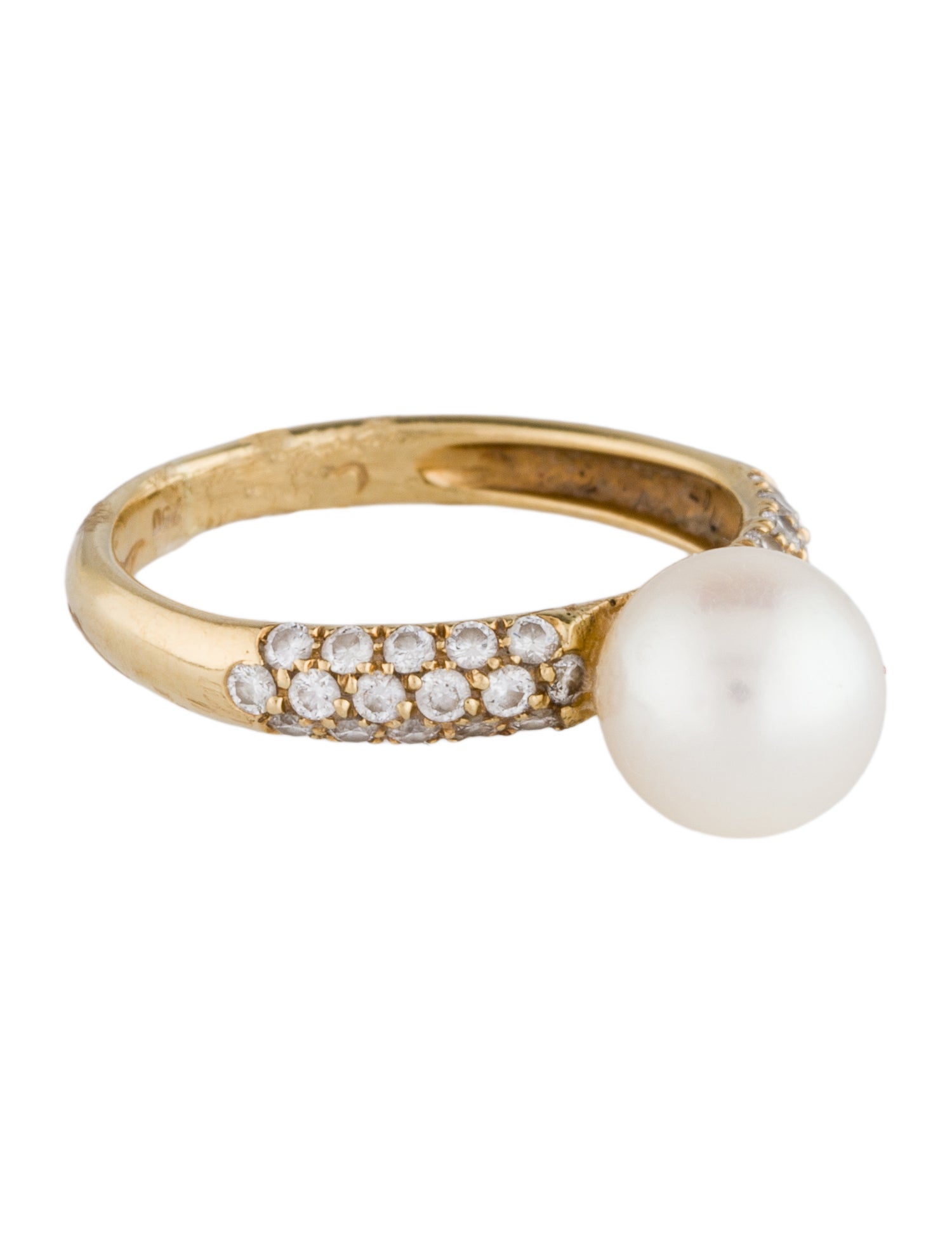 Ring 18K Pearl & Diamond Cocktail
