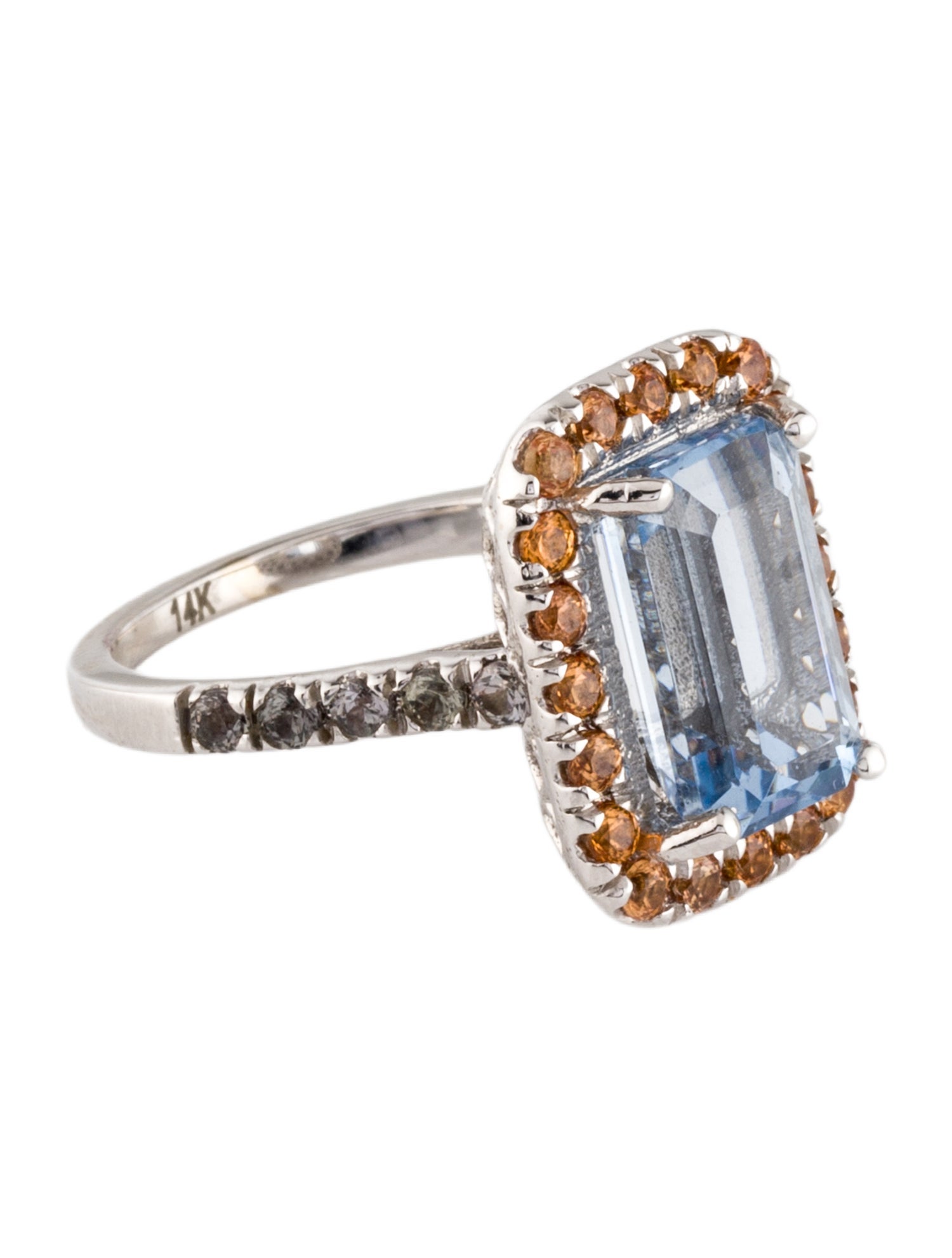 Ring 14K 4.60ct Aquamarine & Diamond Cocktail
