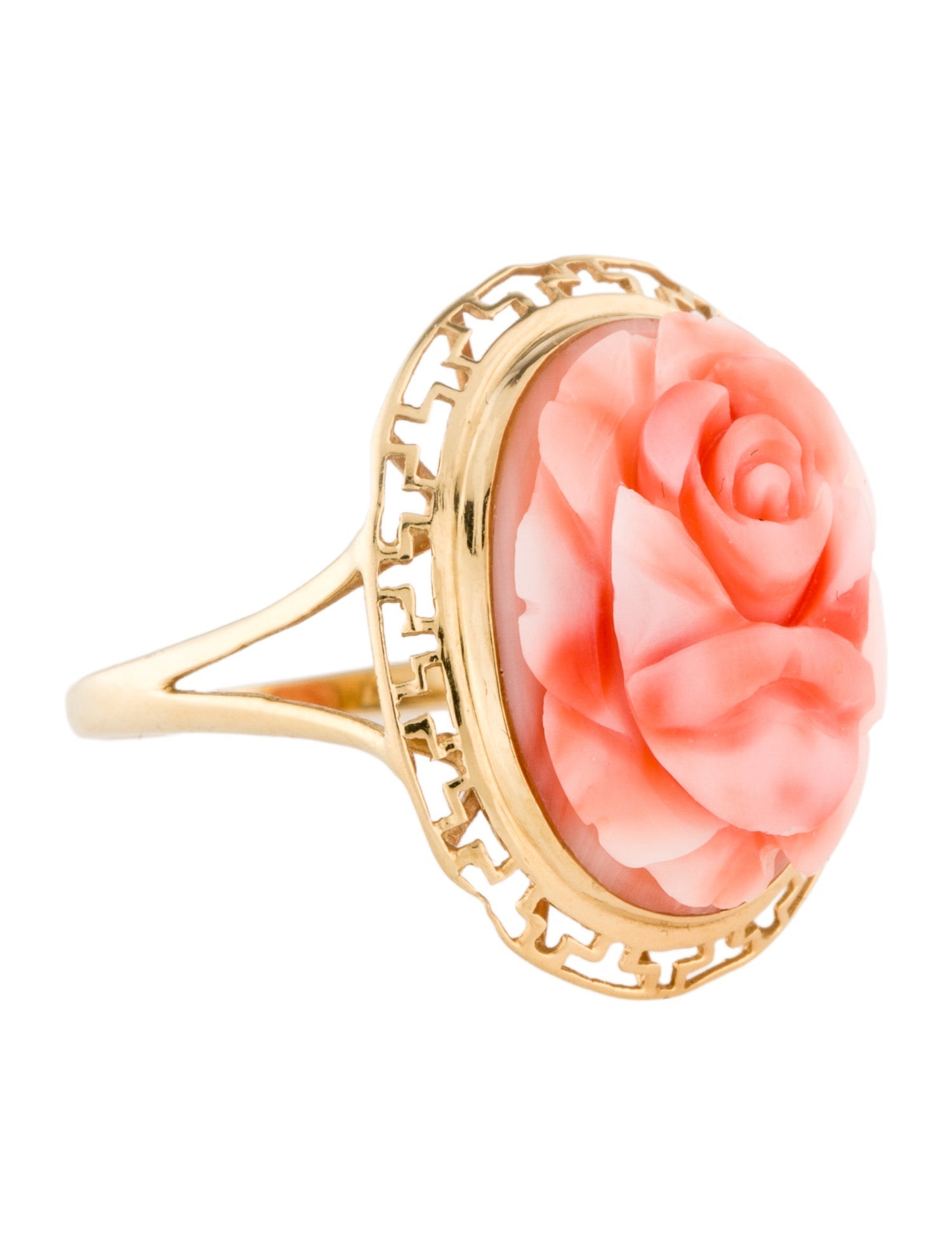 Ring 14K Coral Flower Cocktail