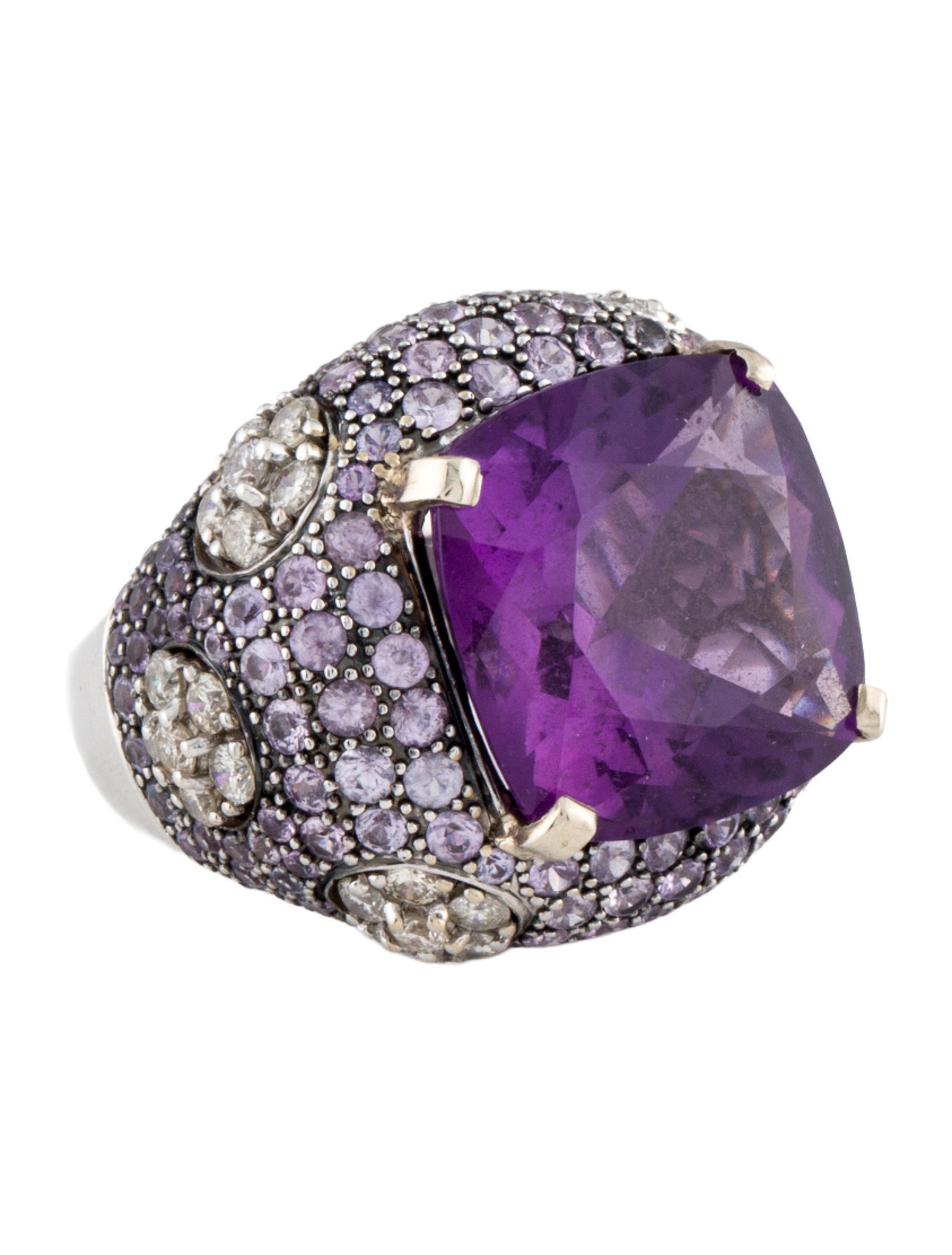 Ring 18K Amethyst, Sapphire, & Diamond Cocktail