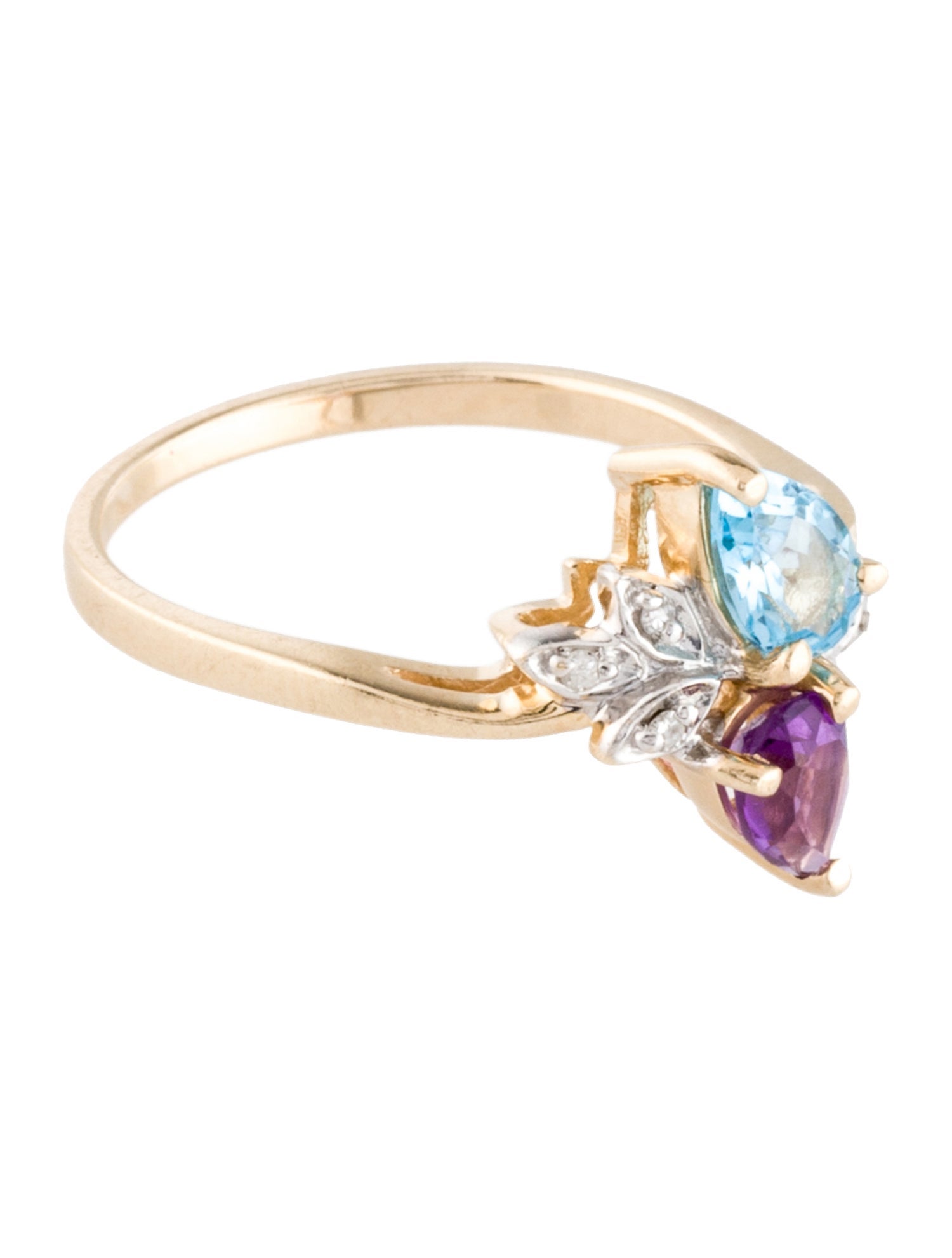 Ring 10K Amethyst, Topaz & Diamond Cocktail