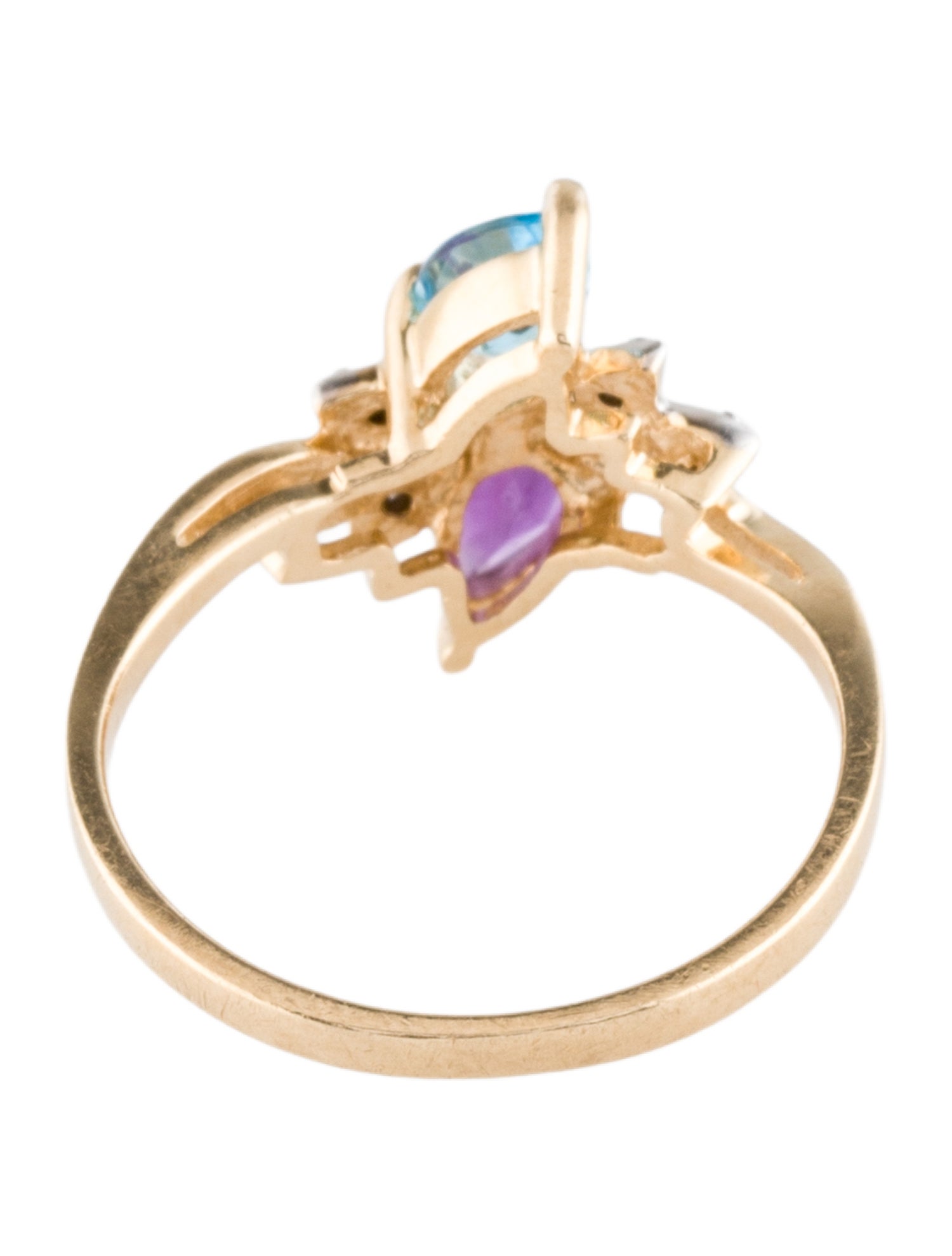 Ring 10K Amethyst, Topaz & Diamond Cocktail