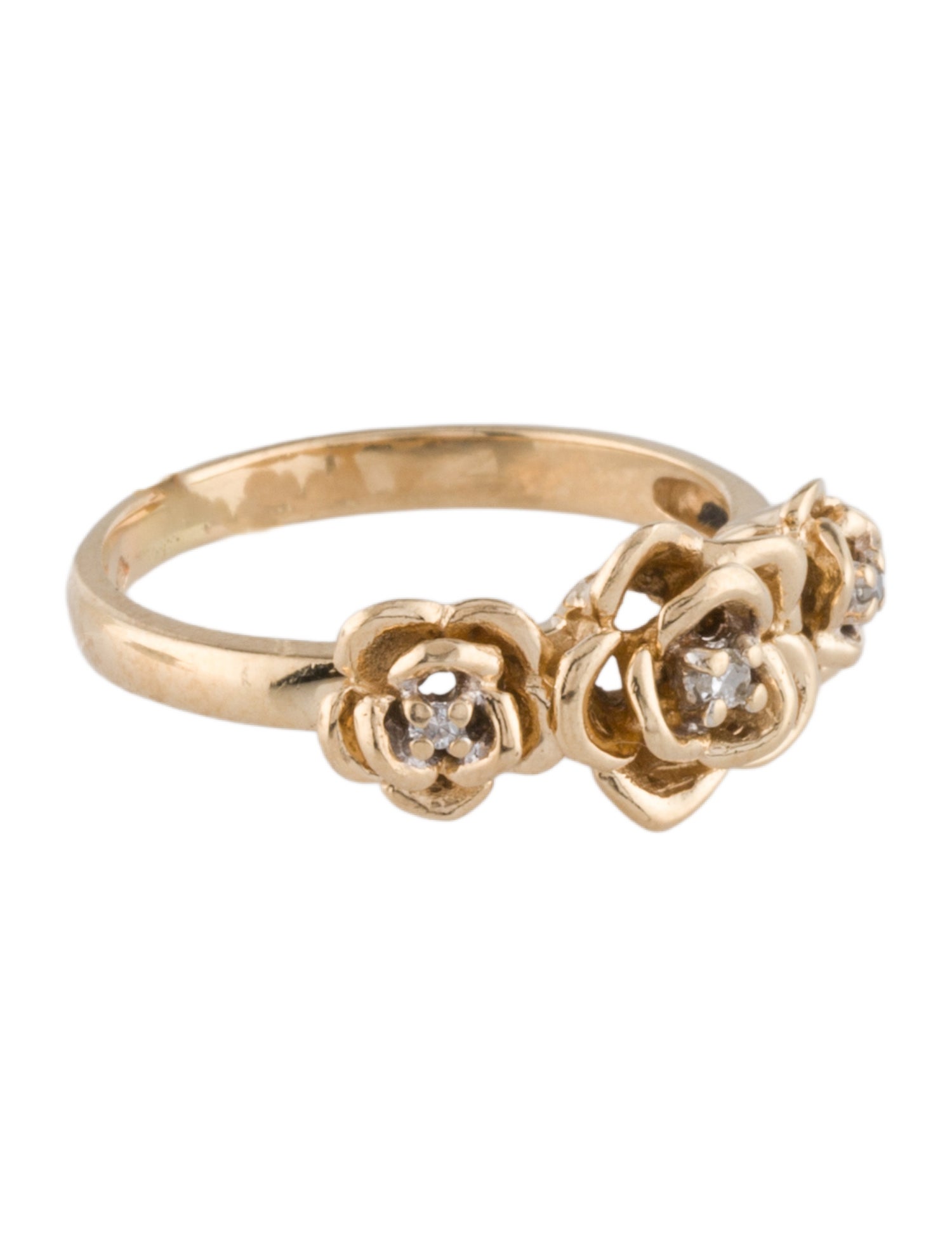 Ring 10K Diamond Floral Cocktail