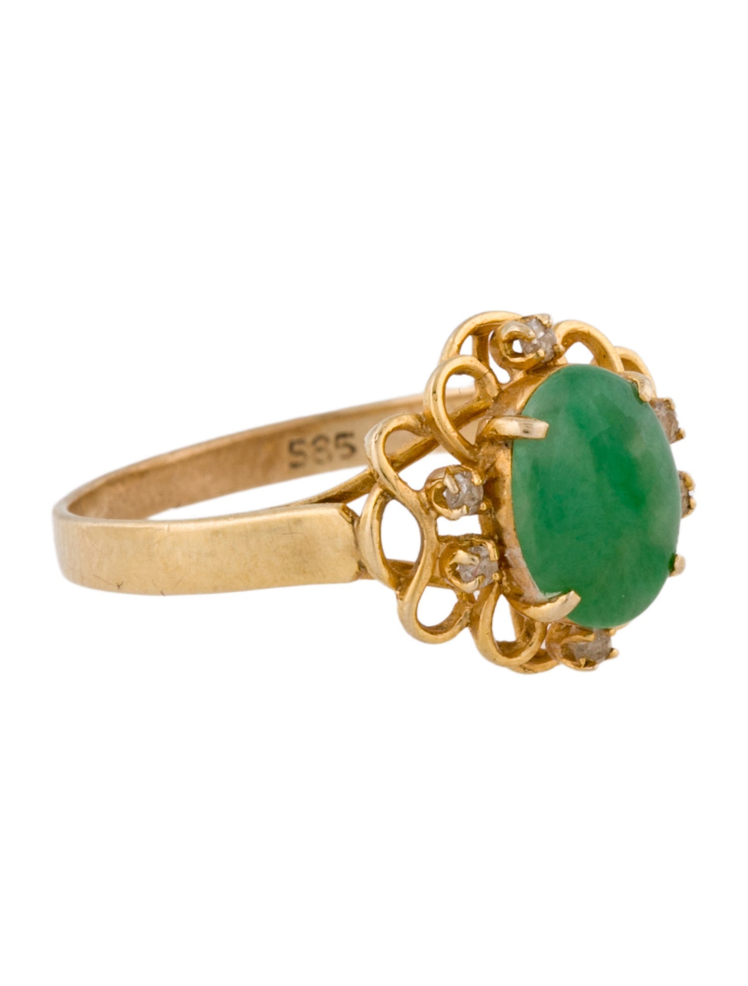 Ring 14K Jadeite & Diamond Cocktail