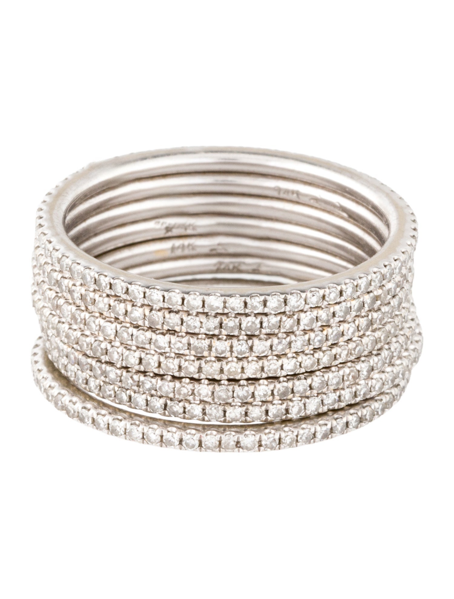 Ring 14K Diamond Pave Multi Row Eternity Band