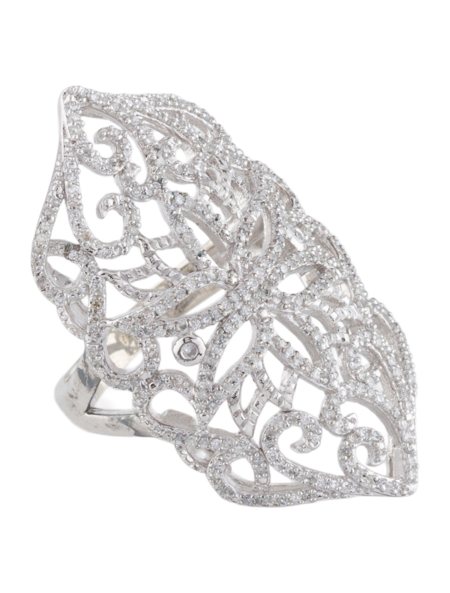 Ring 10K Diamond Pavé Filigree Cocktail