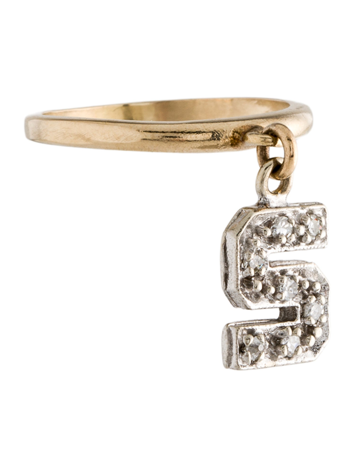 Ring 14K Diamond Initial 'S' Ring