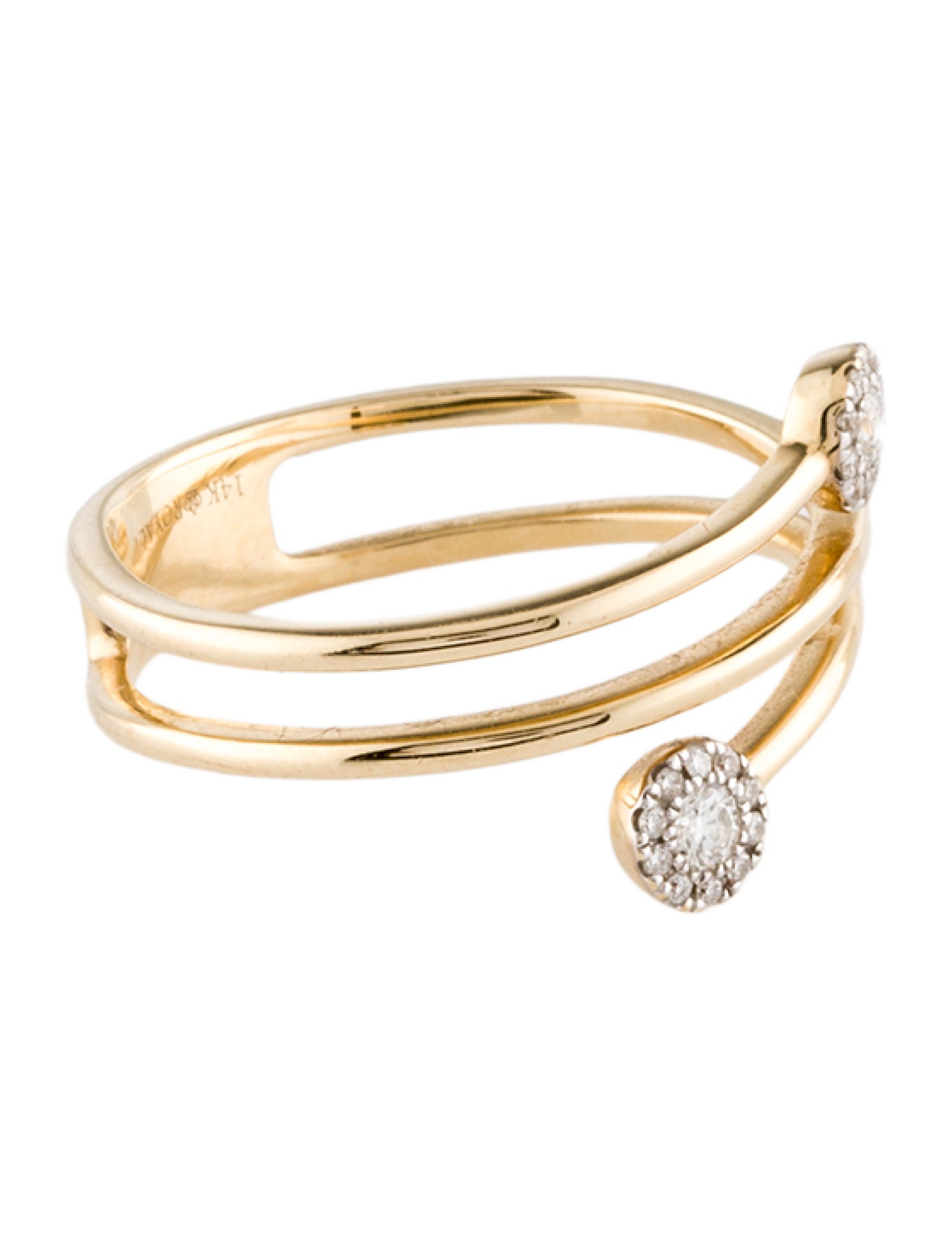 Ring 14K Diamond Bypass Coil