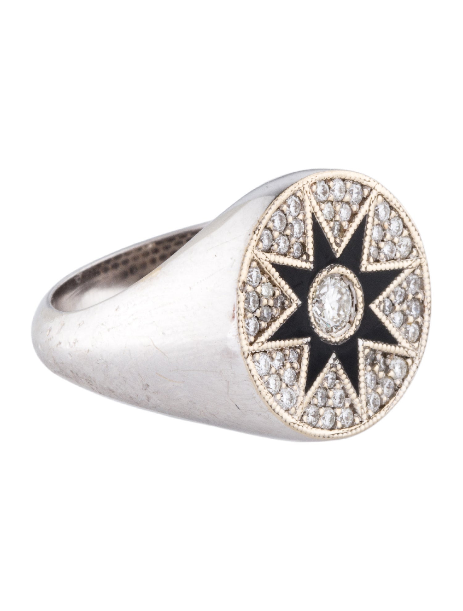 Ring 18K Diamond & Enamel Signet