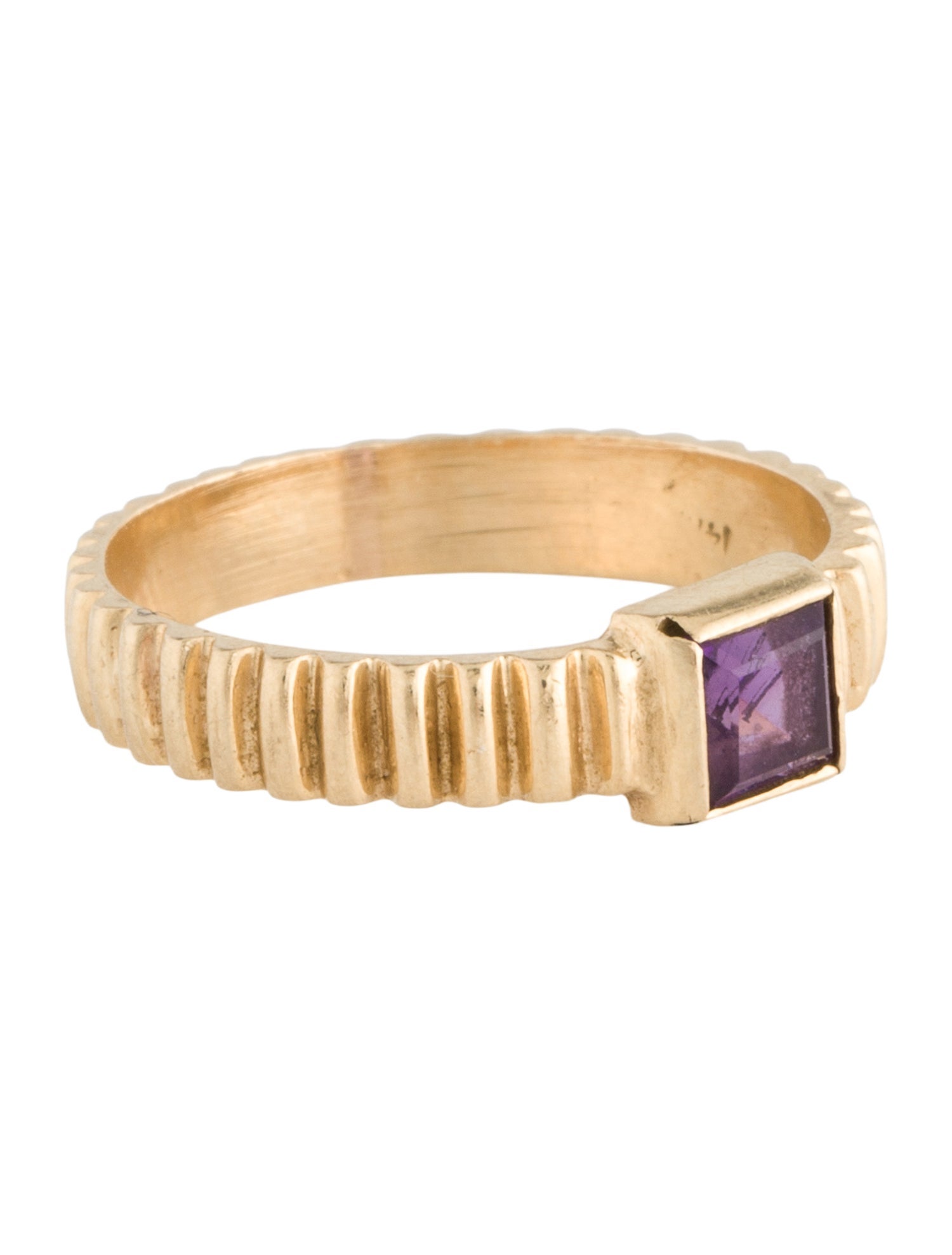 Ring 14K Amethyst Coin Edge Band