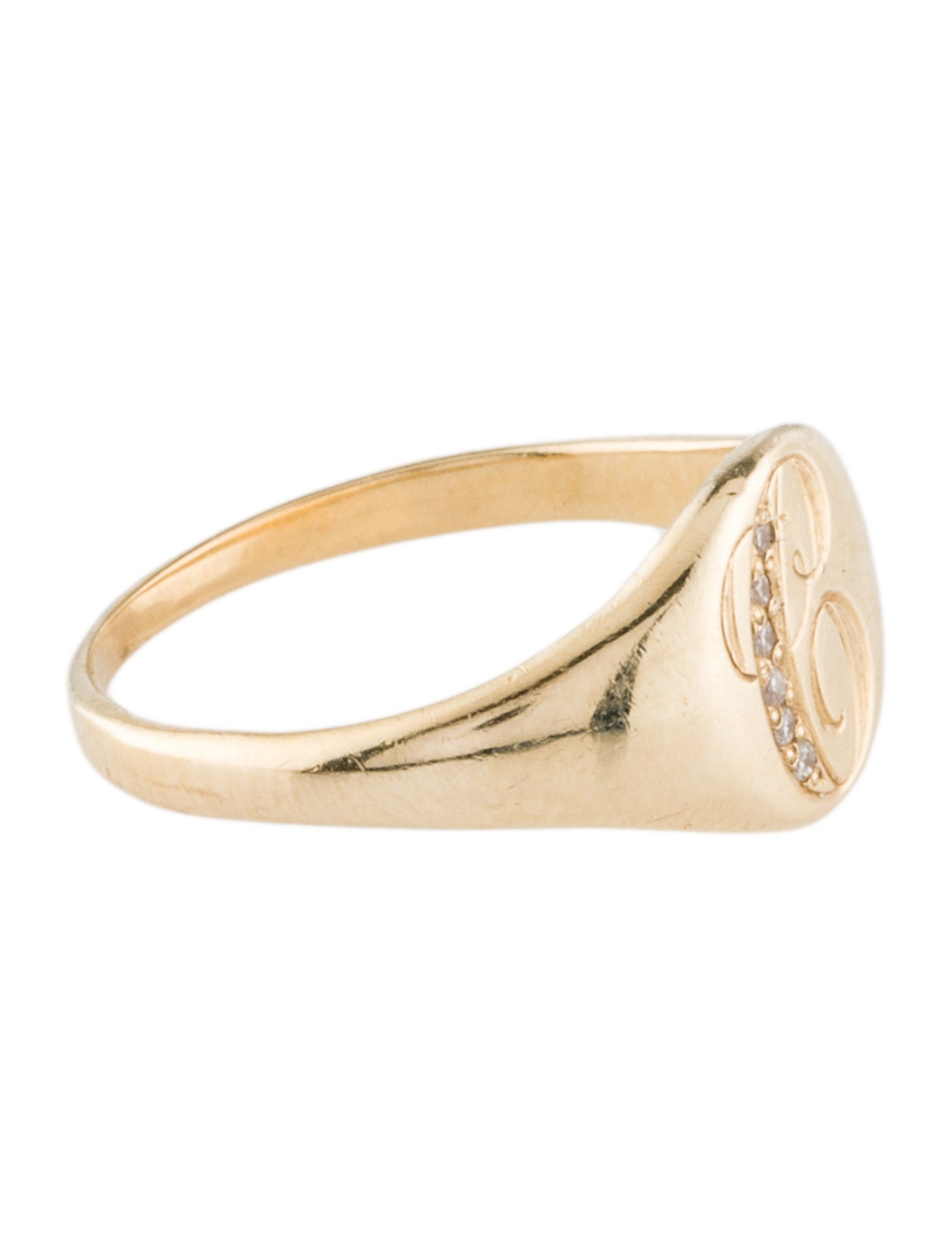 Ring 14K Diamond 'C' Signet Ring