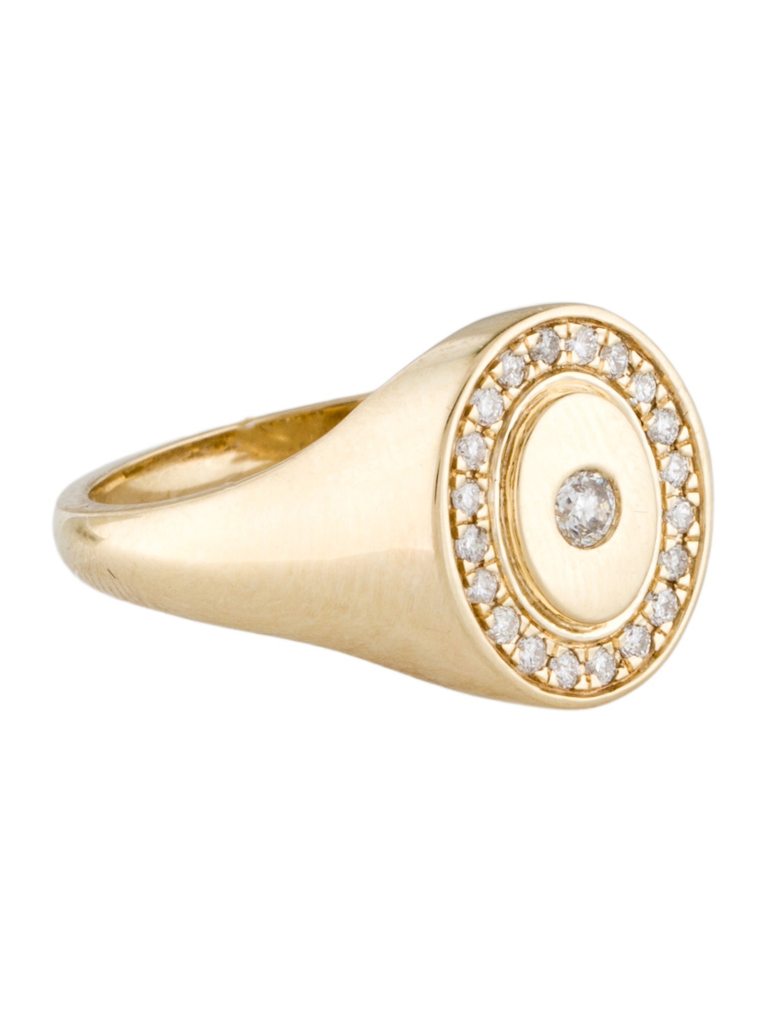 Ring 14K Diamond Oval Signet