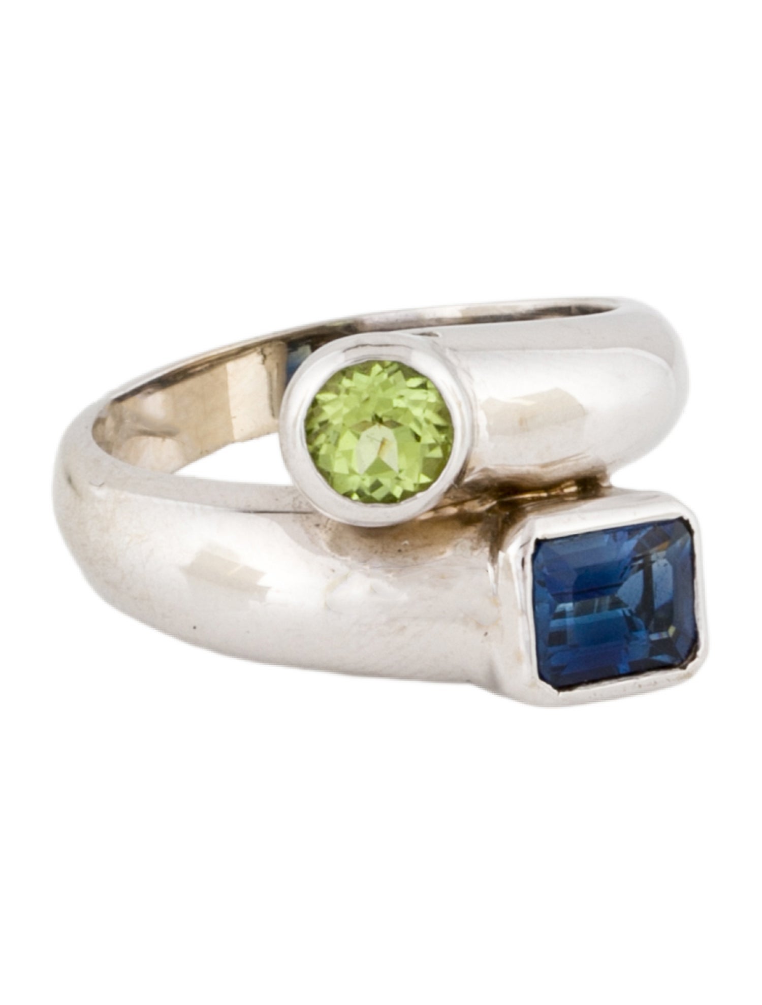 Ring 14K Sapphire & Peridot Bypass