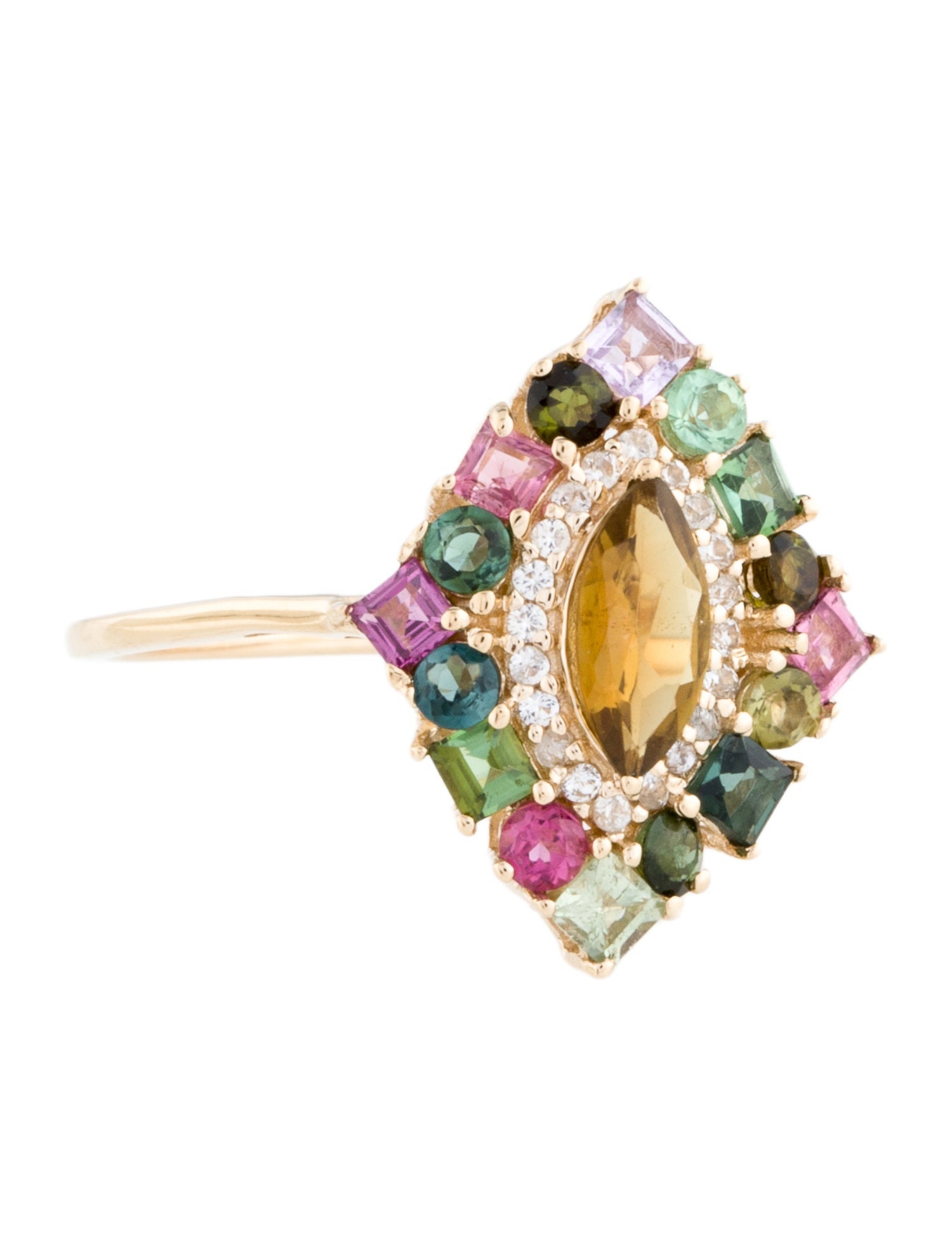 Ring 14K Tourmaline & Sapphire Cocktail