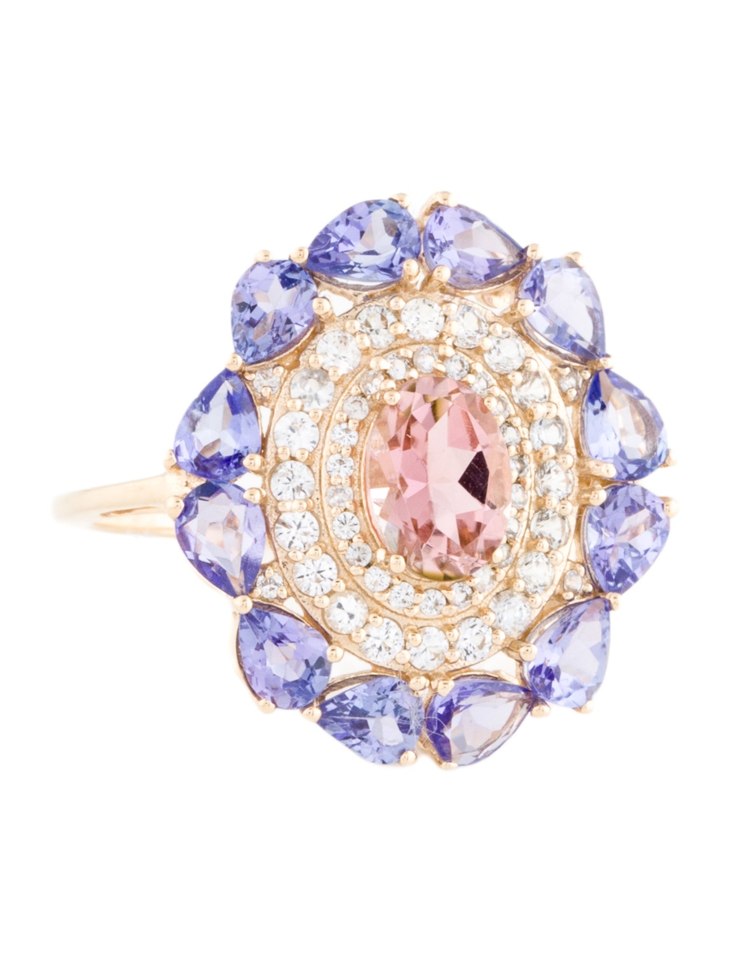 Ring 14K 1.80ctw Tanzanite, Sapphire & Tourmaline Cocktail