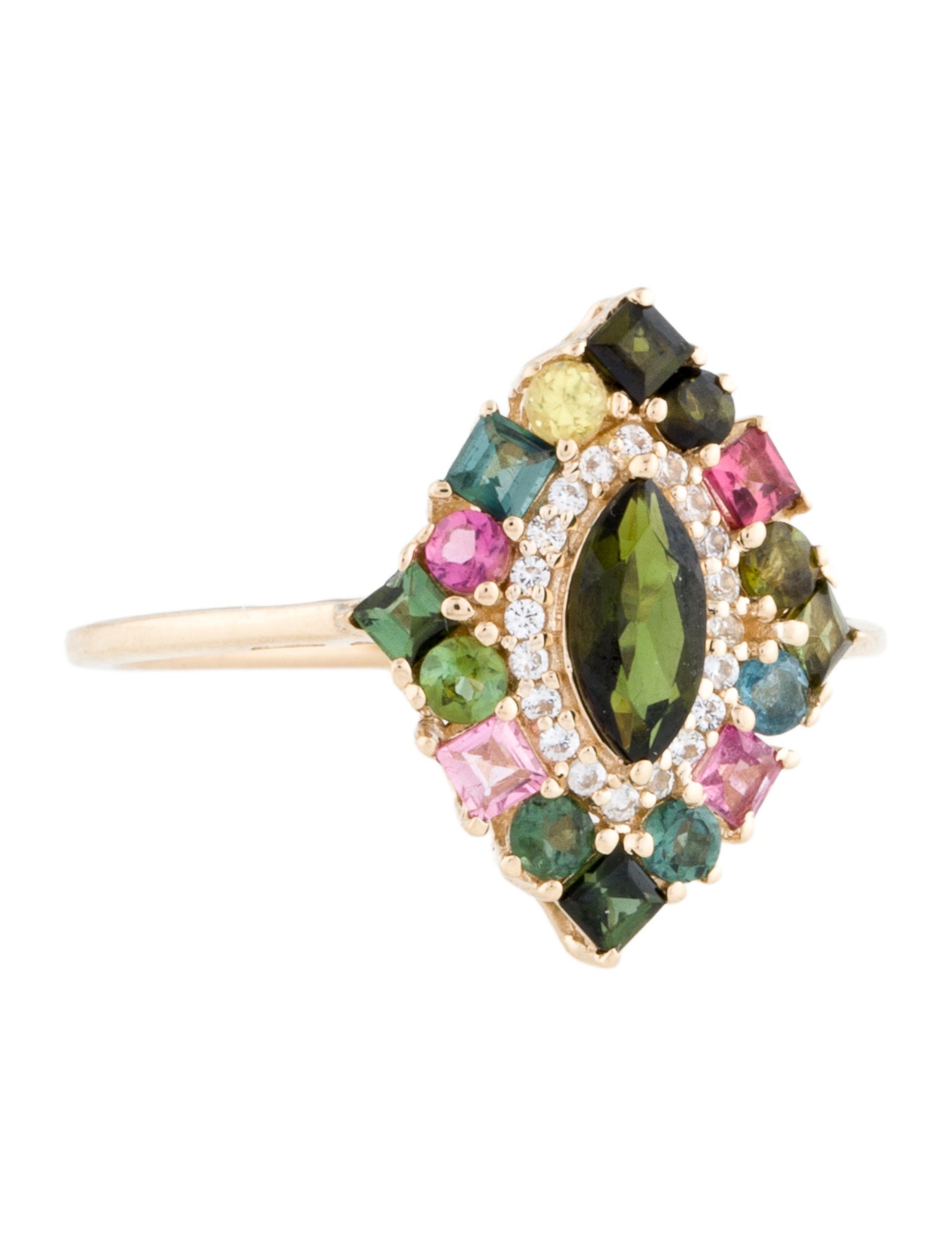 Ring 14K Tourmaline & Sapphire Cocktail