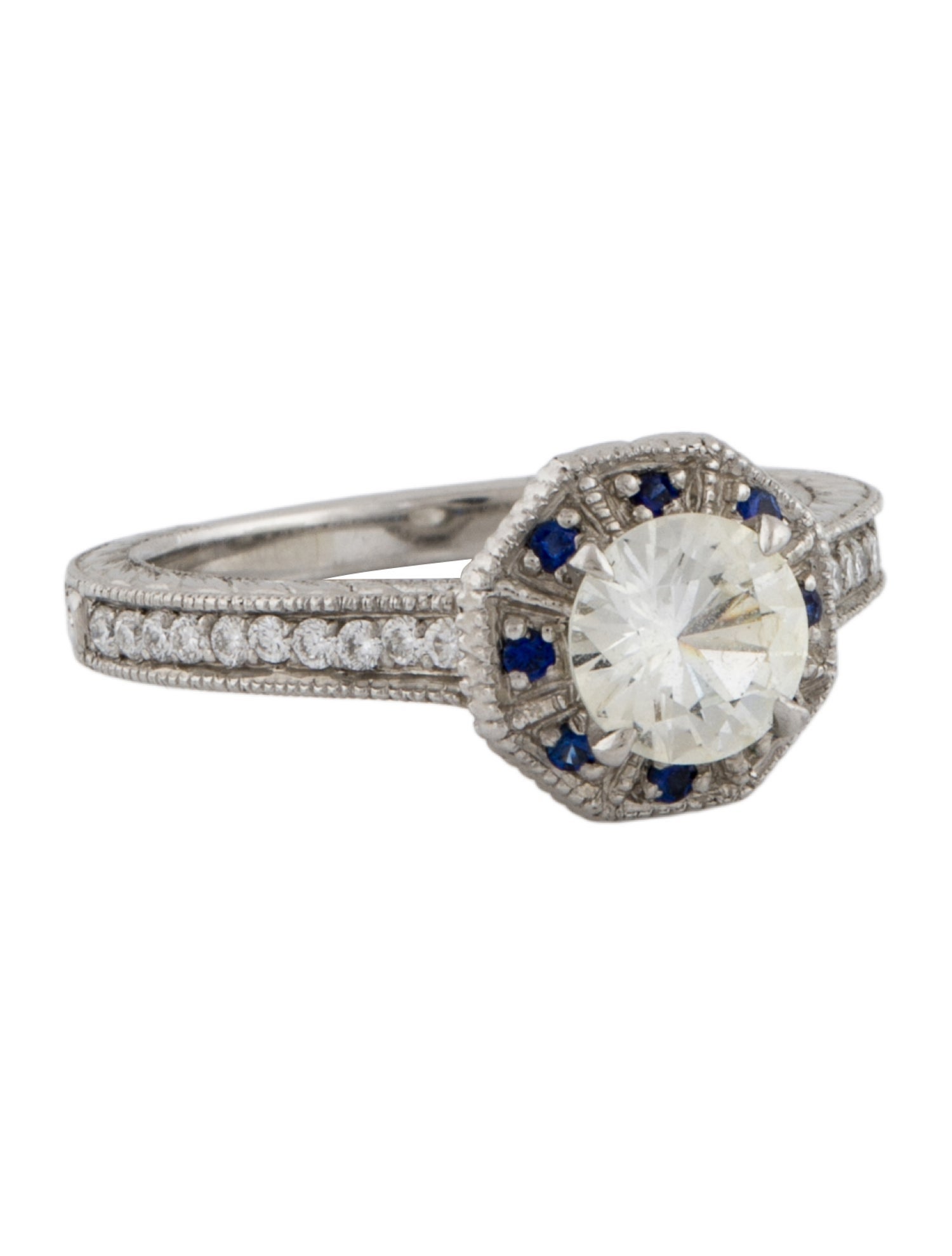 Ring Platinum Sapphire & Diamond Engagement