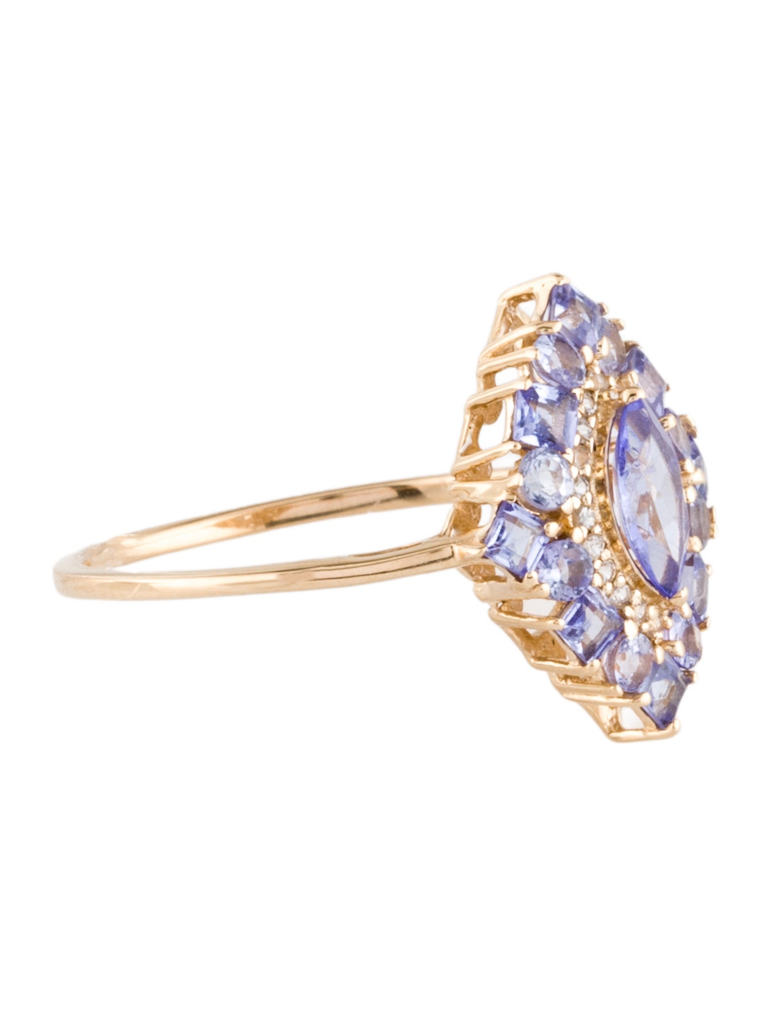 Ring 14K Tanzanite & Sapphire Cluster Cocktail