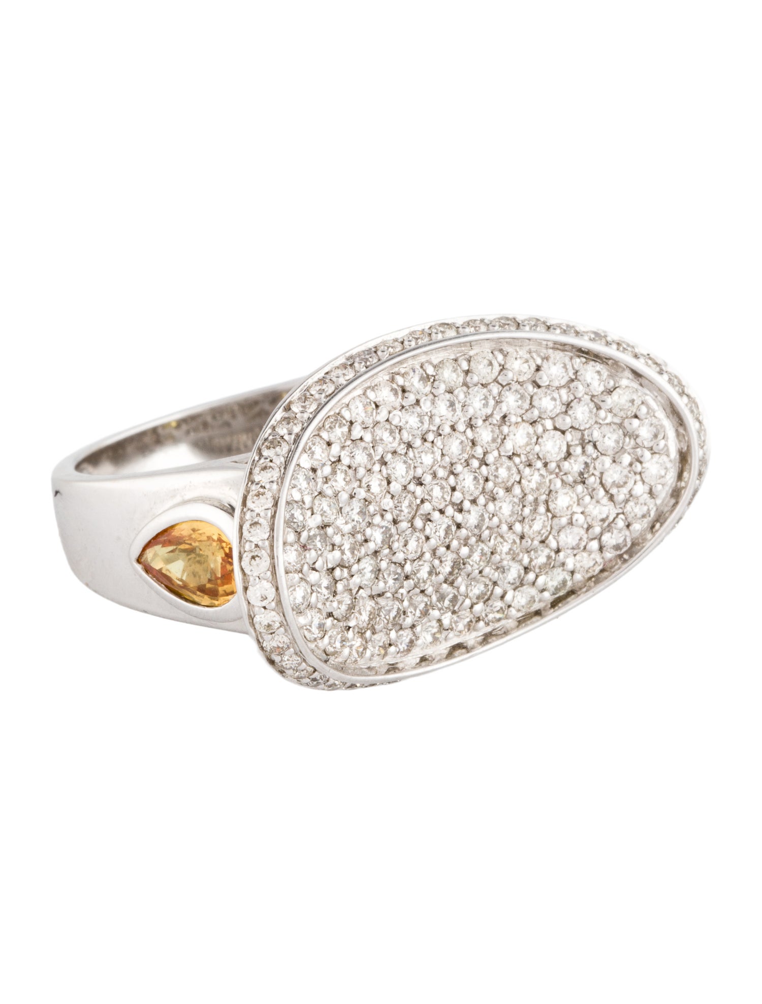 Ring 14K Sapphire & Diamond Pave Saddle Cocktail