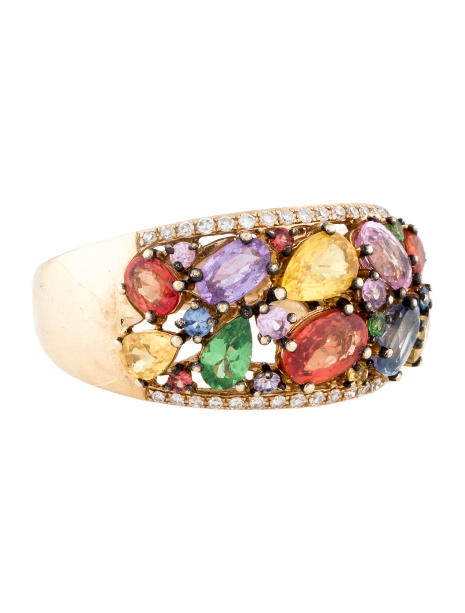 Ring 14K 2.47ctw Sapphire, Tsavorite & Diamond Cocktail