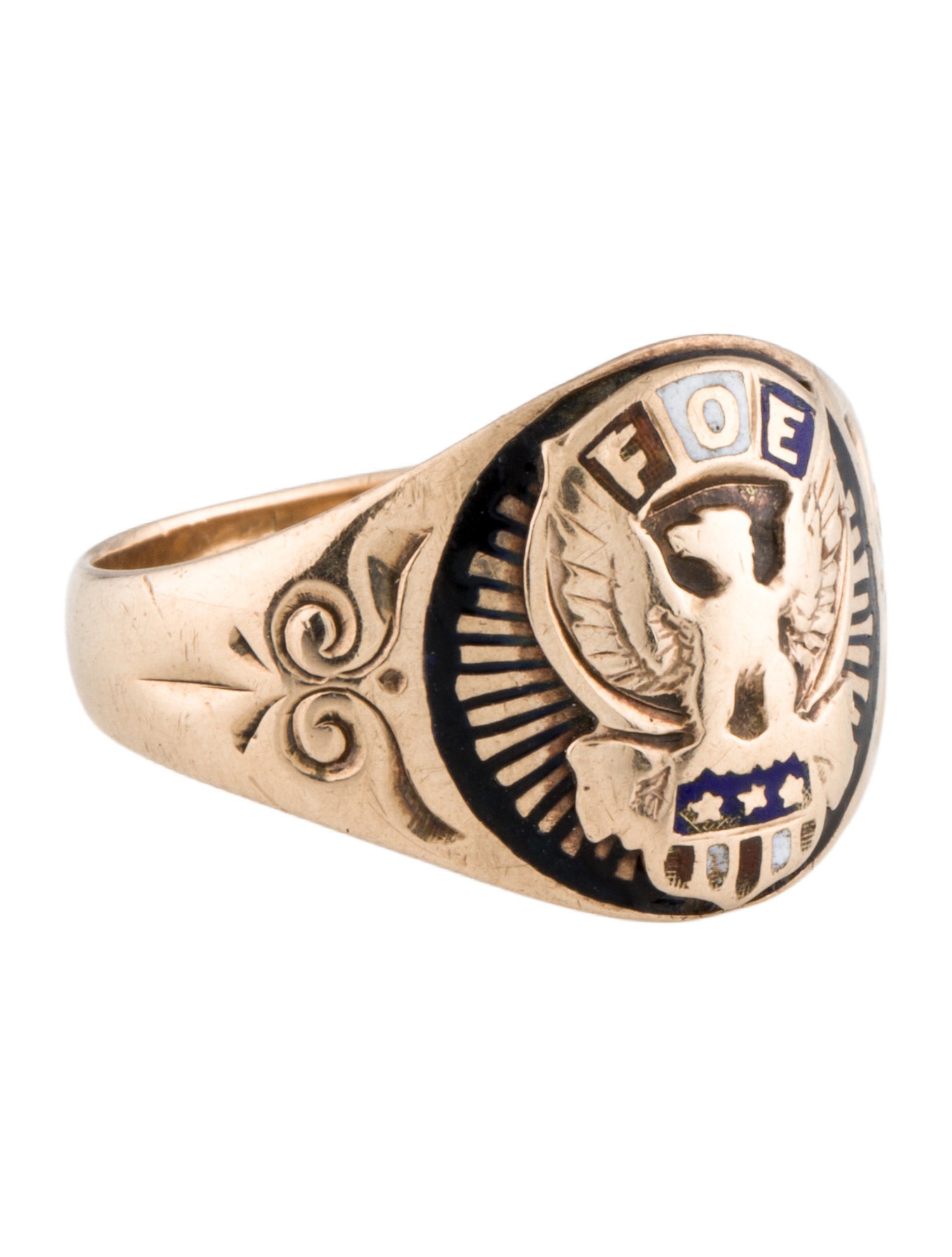 Ring Vintage 10K Enamel Signet Ring