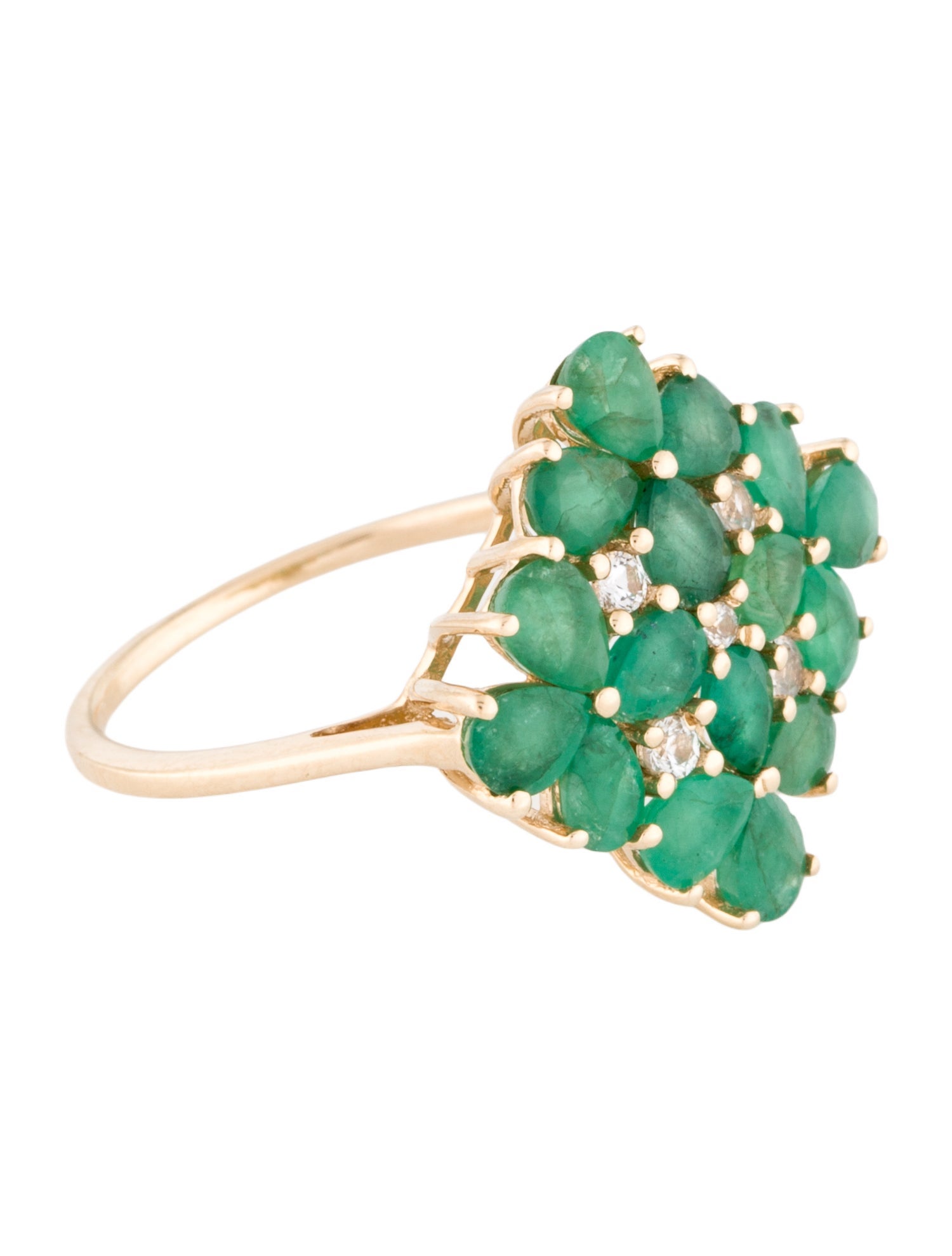 Ring 14K 2.00ctw Emerald & Sapphire Cluster Cocktail