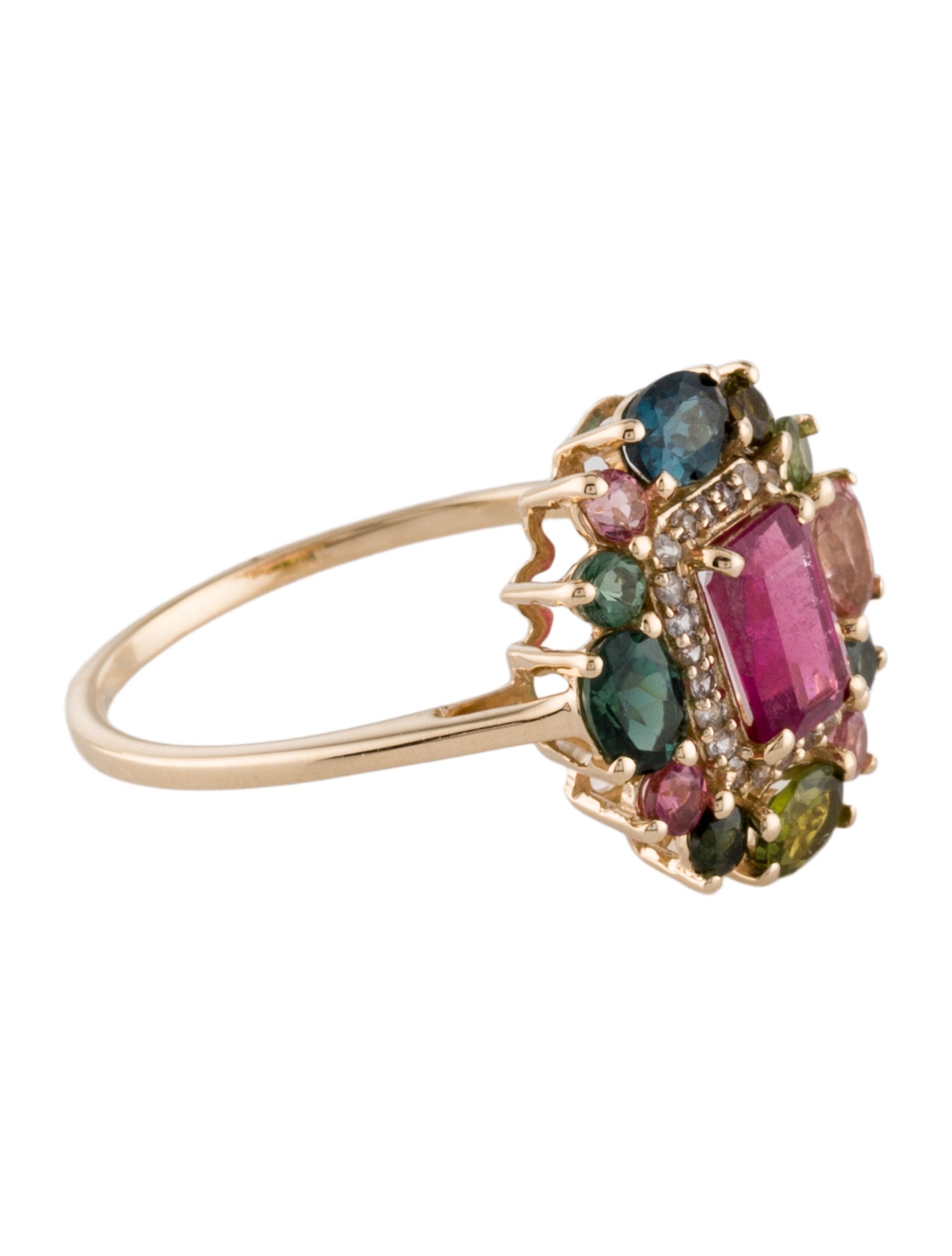 Ring 14K 1.23ctw Tourmaline & Sapphire Cocktail Ring