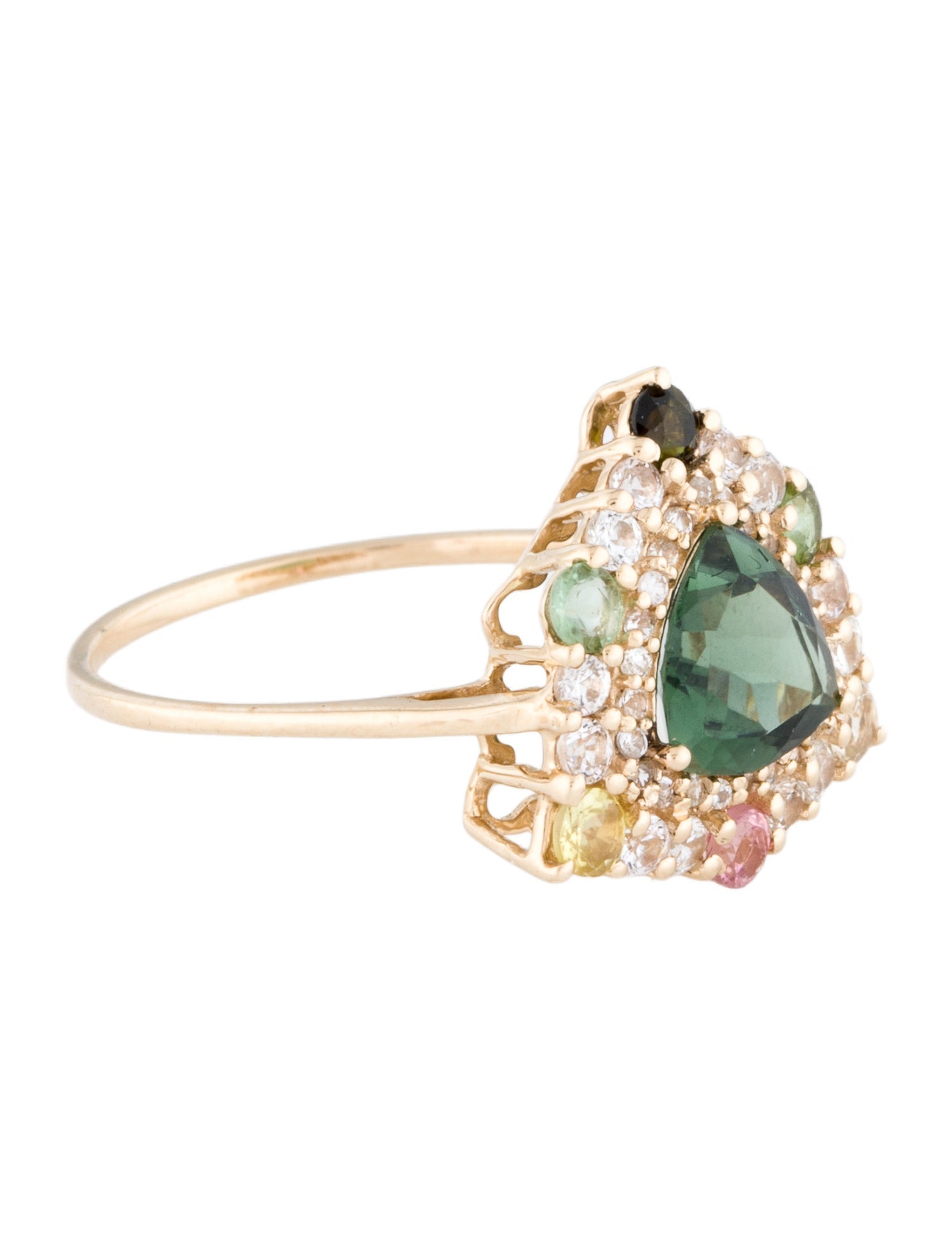 Ring 14K 1.07ctw Tourmaline & Sapphire Cocktail Ring