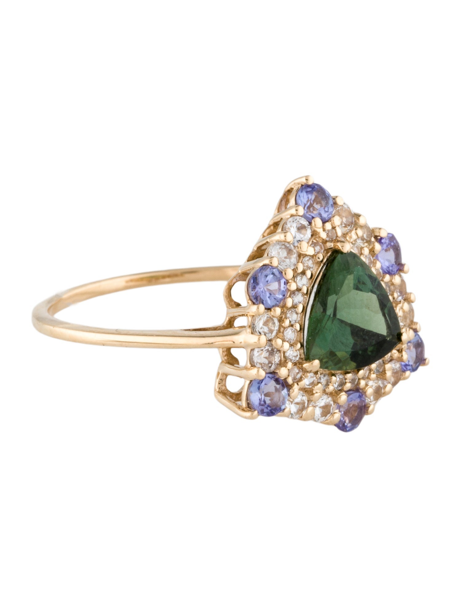 Ring 14K 1.06ct Tourmaline, Tanzanite & Sapphire Cocktail