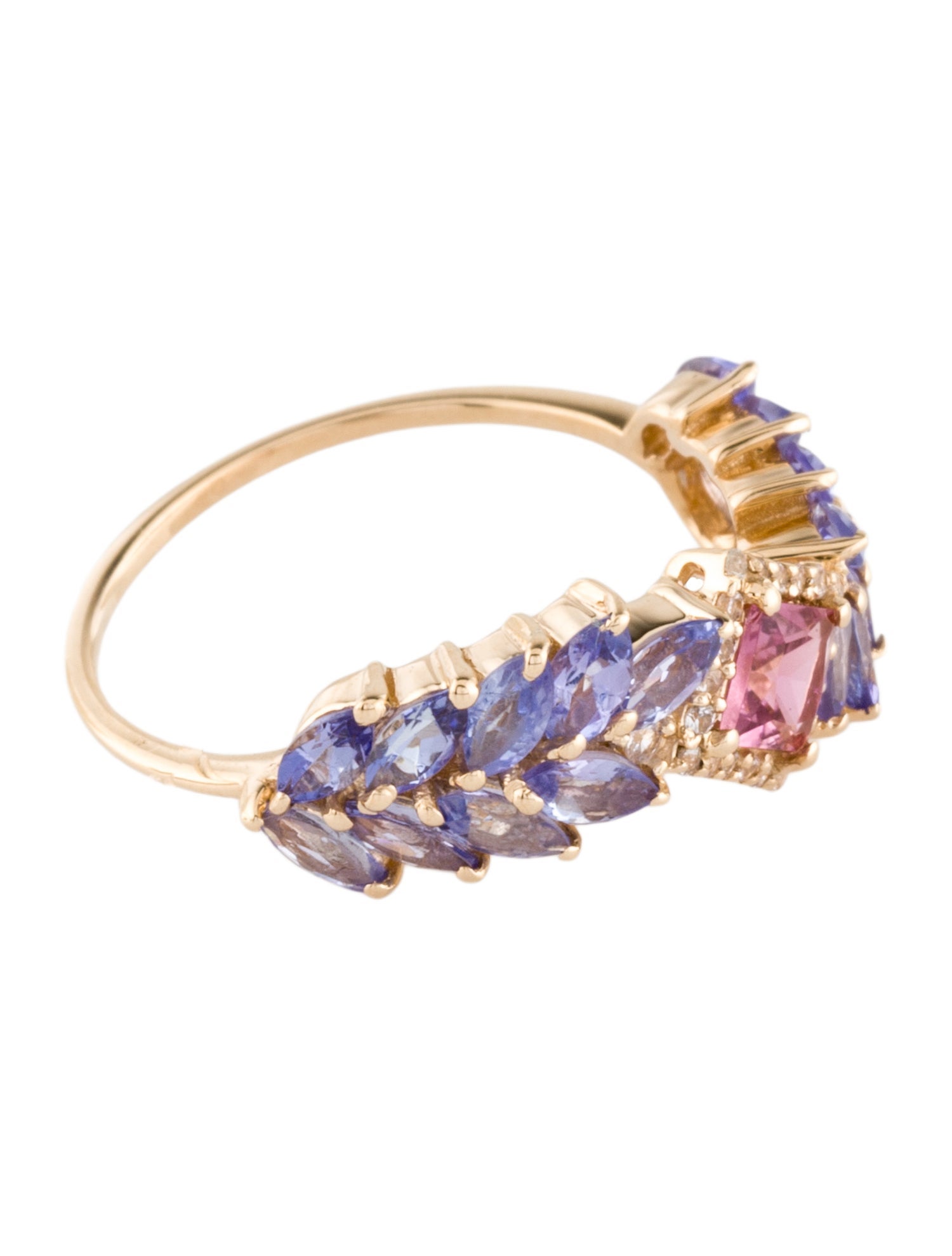 Ring 14K Tanzanite, Tourmaline & Sapphire Cocktail Ring