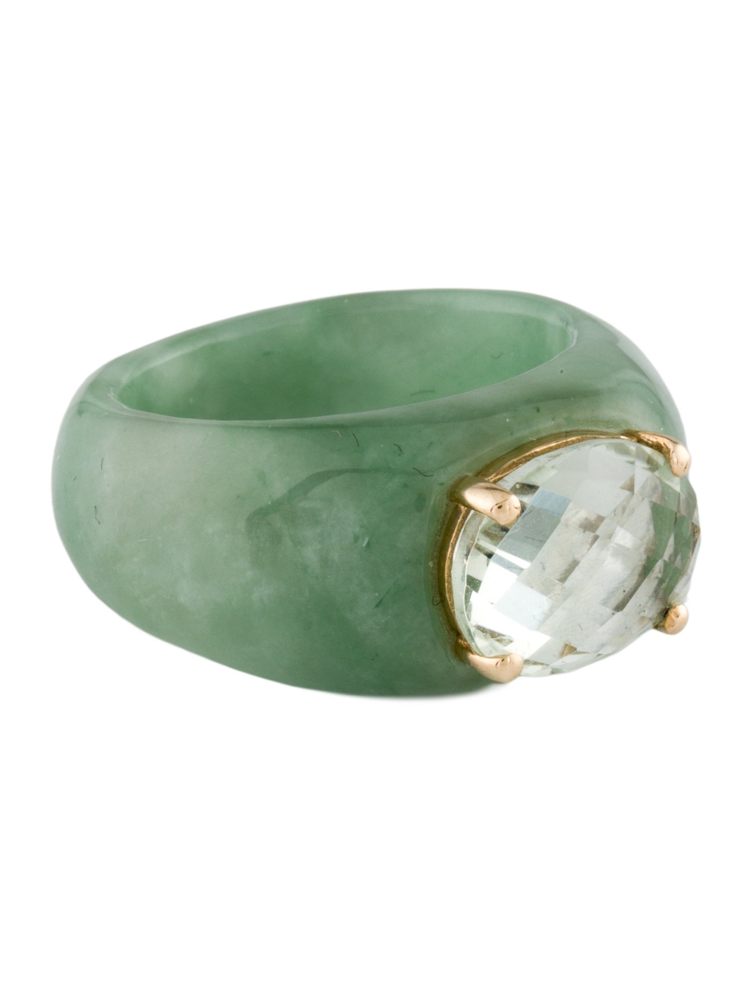 Ring 14K Jadeite & Prasiolite Cocktail