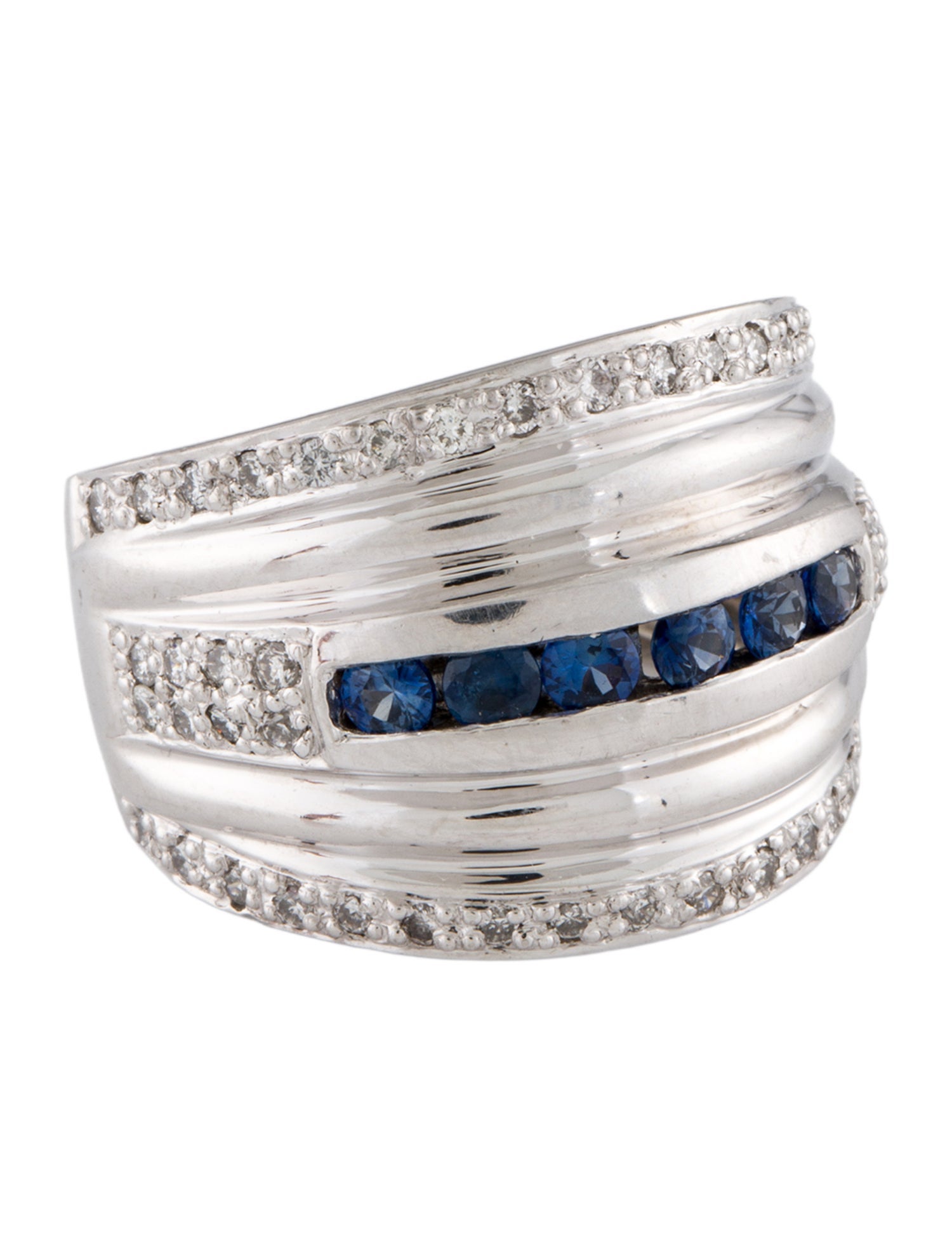 Ring Platinum Sapphire & Diamond Band