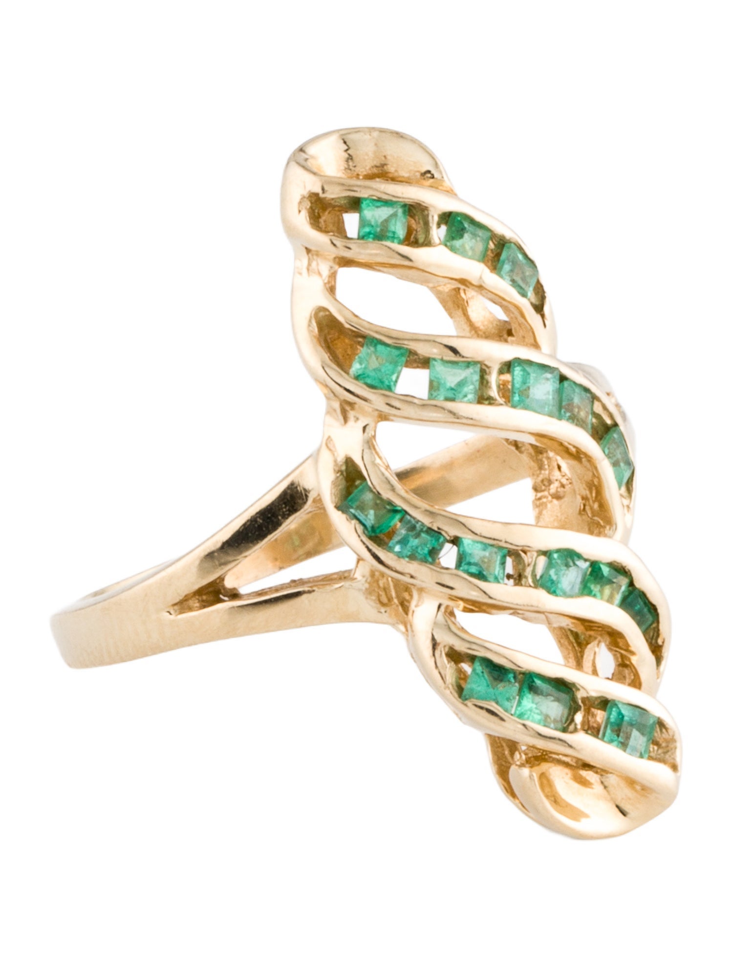 Ring 14K Emerald Cocktail