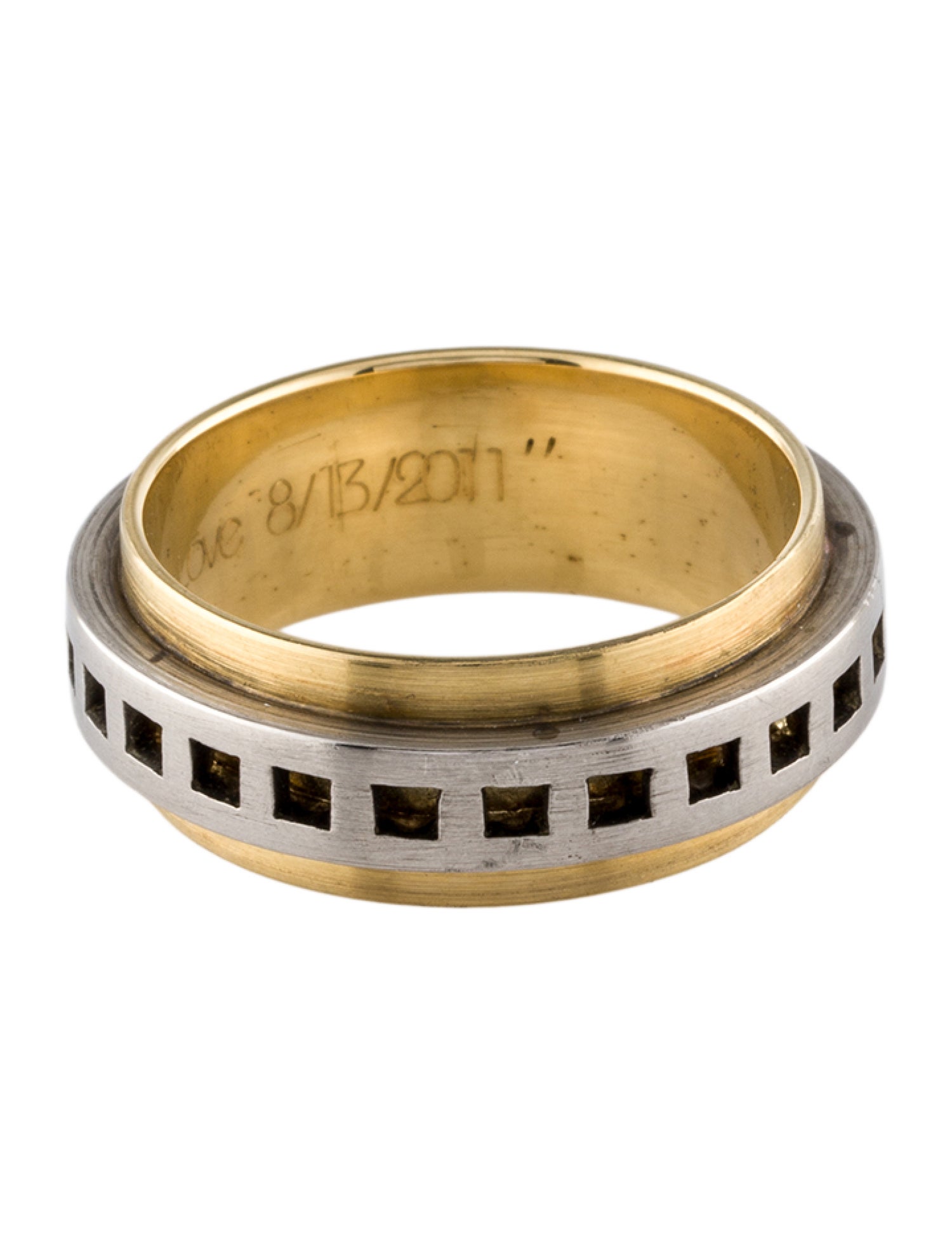 Ring 18K Two-Tone Geometric Band
