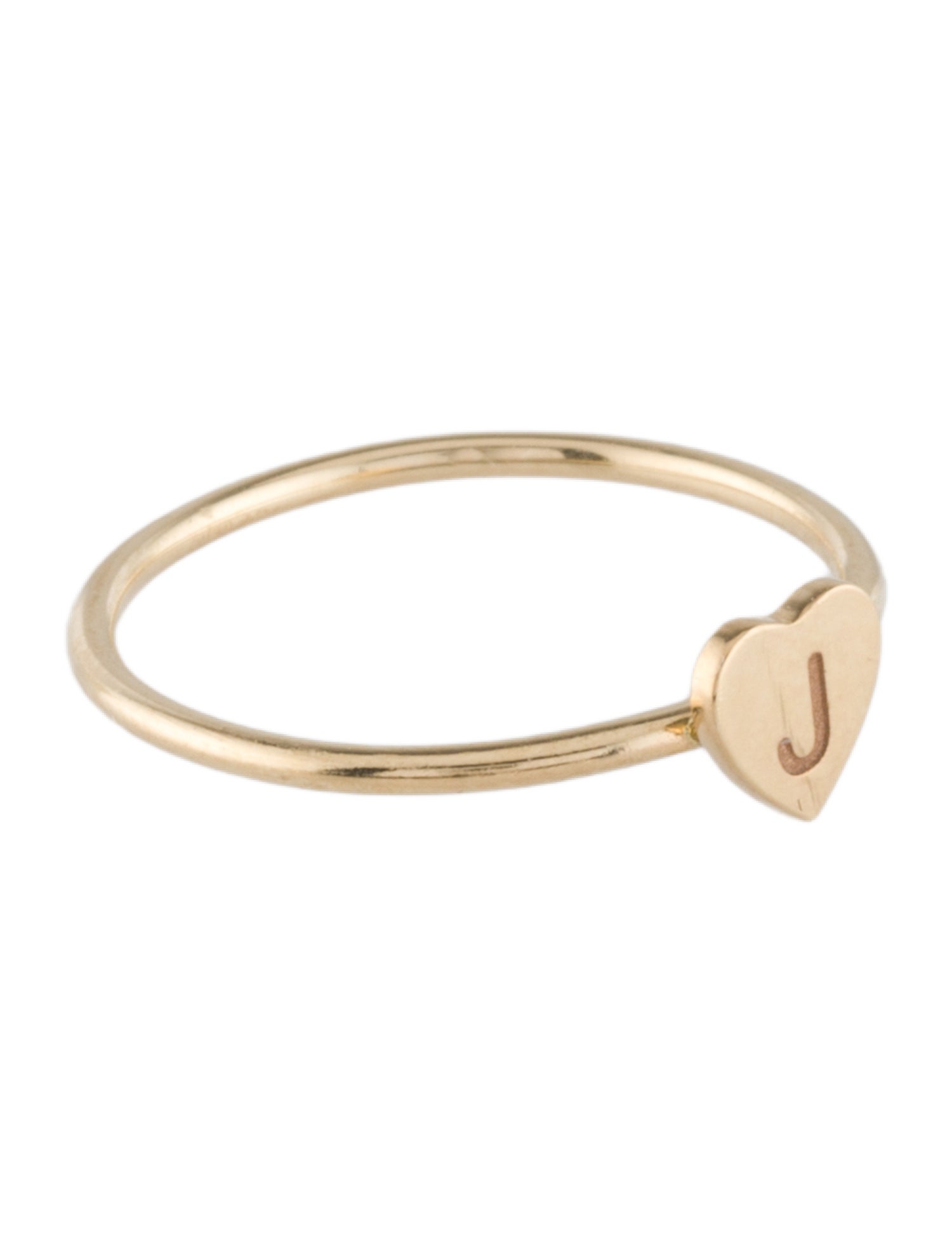 Ring 14K Heart Initial "J" Cocktail Midi
