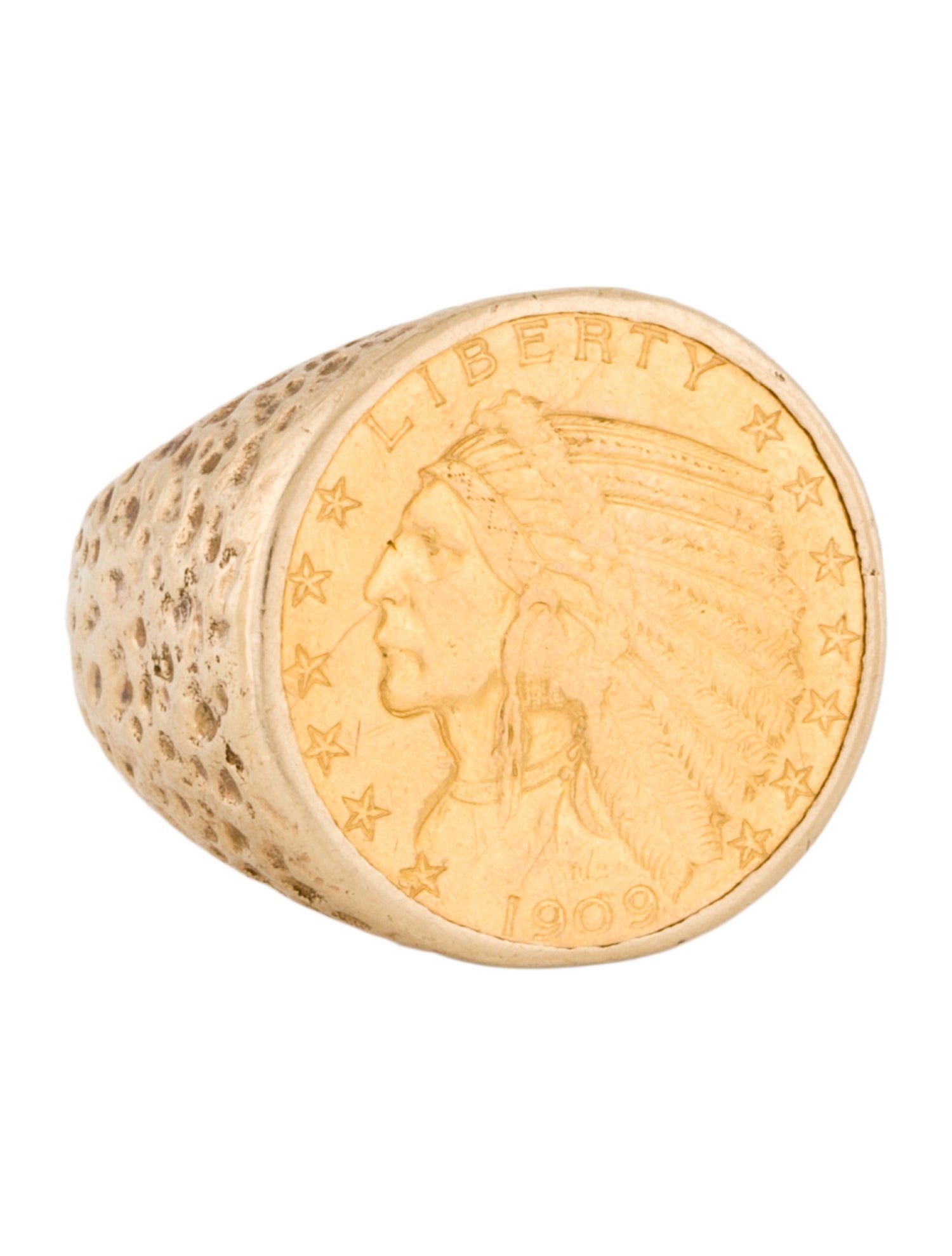 Ring 1909 $5 Indian Gold Half Eagle Signet Ring