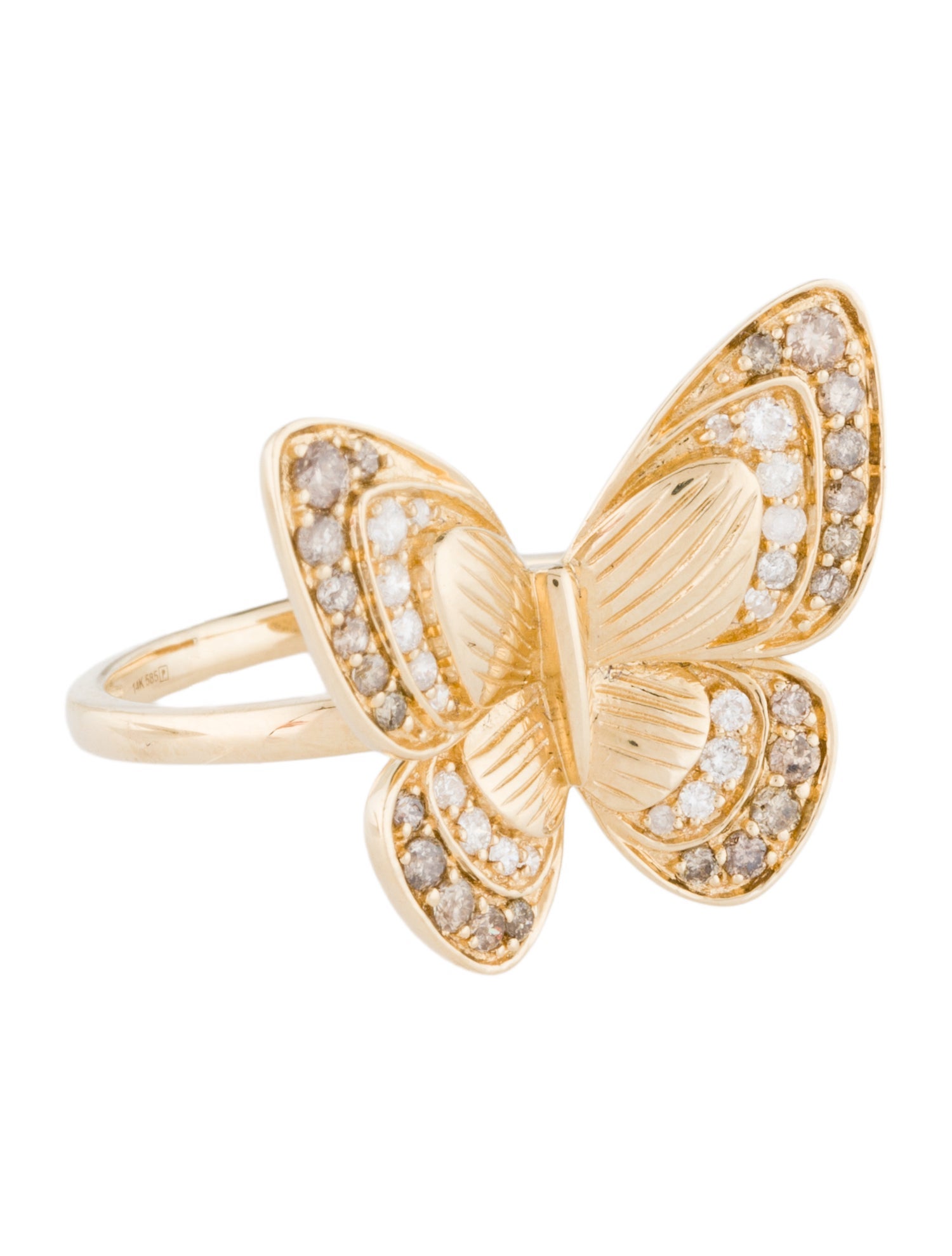 Ring 14K Diamond Butterfly Cocktail